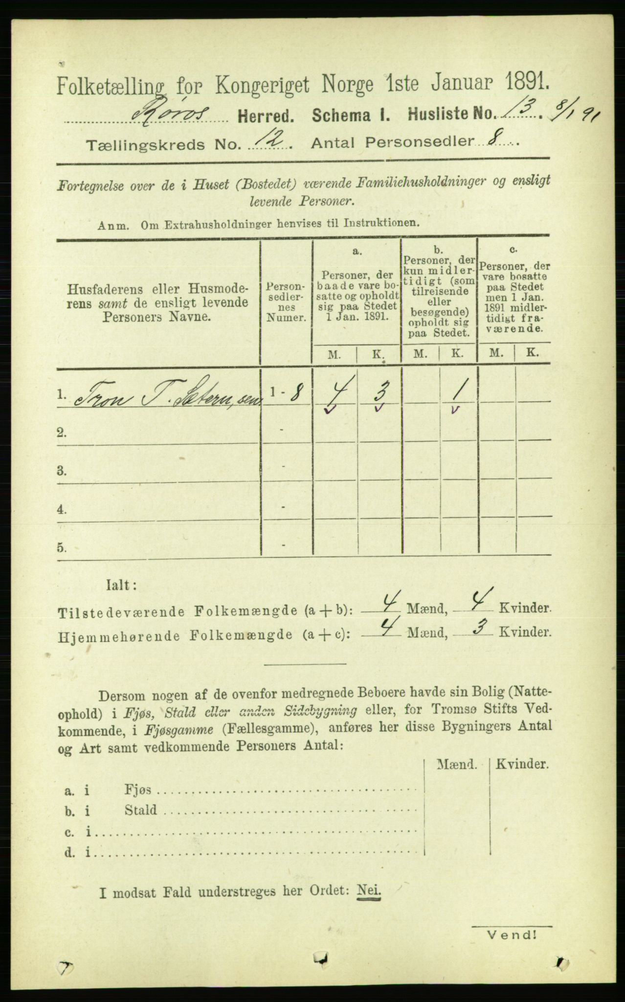 RA, 1891 census for 1640 Røros, 1891, p. 2361