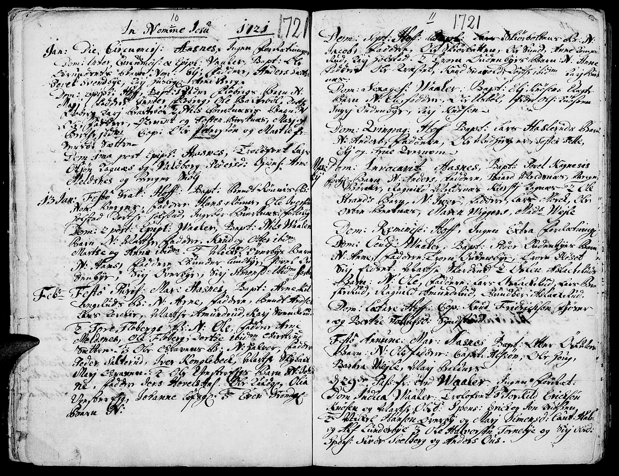 Hof prestekontor, AV/SAH-PREST-038/H/Ha/Haa/L0002: Parish register (official) no. 2, 1720-1749, p. 10-11