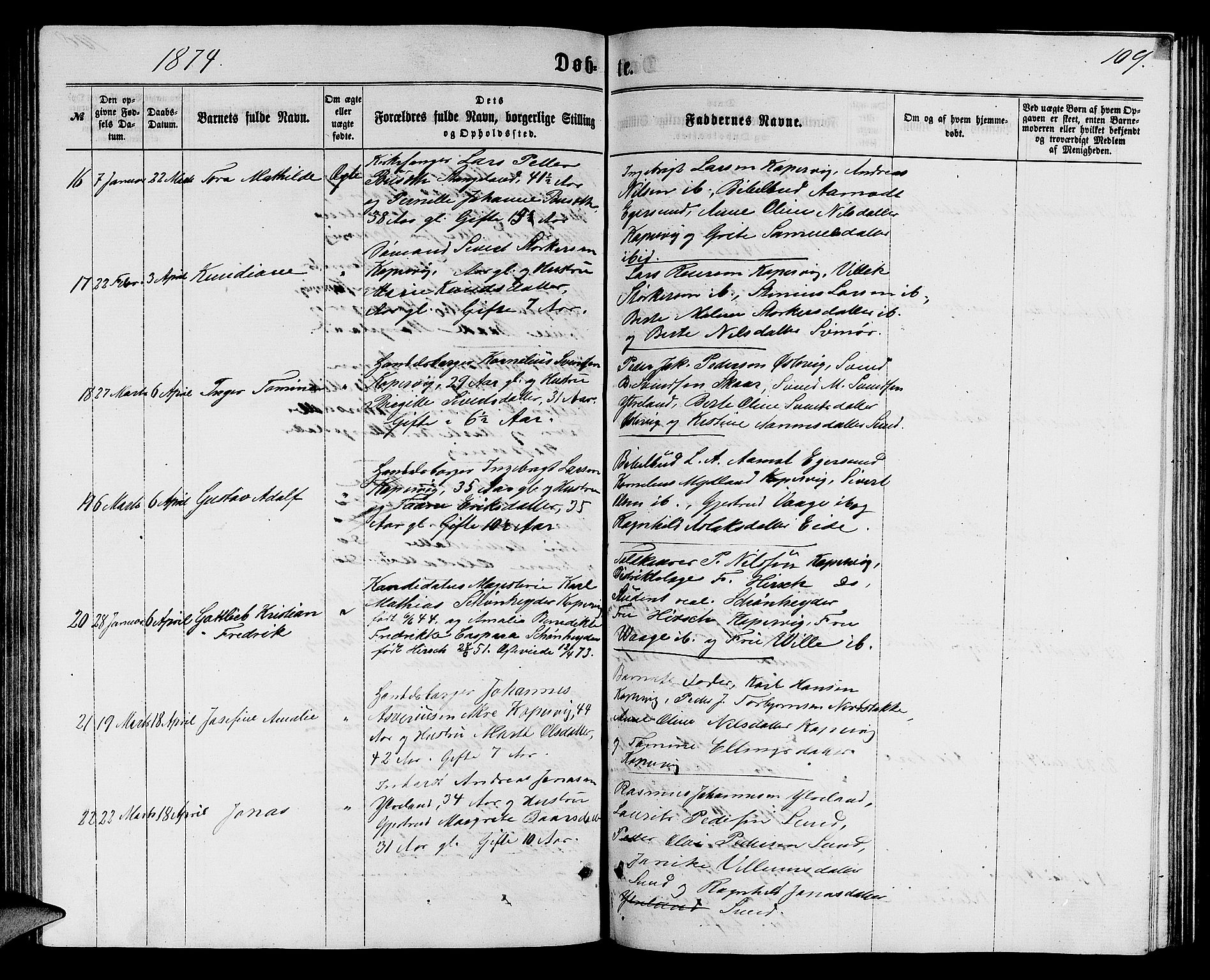 Avaldsnes sokneprestkontor, AV/SAST-A -101851/H/Ha/Hab/L0004: Parish register (copy) no. B 4, 1861-1876, p. 109