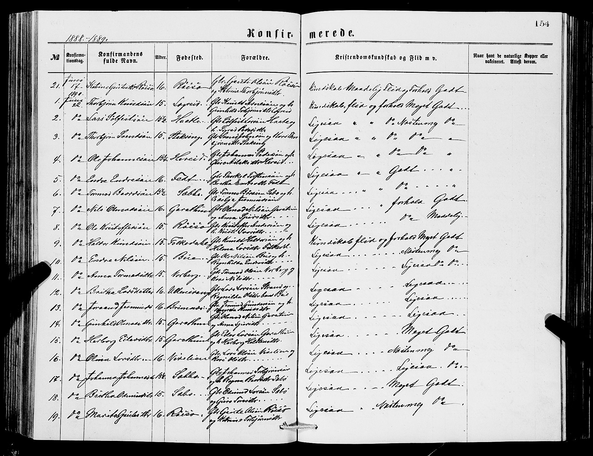 Ullensvang sokneprestembete, SAB/A-78701/H/Hab: Parish register (copy) no. C 2, 1871-1899, p. 154