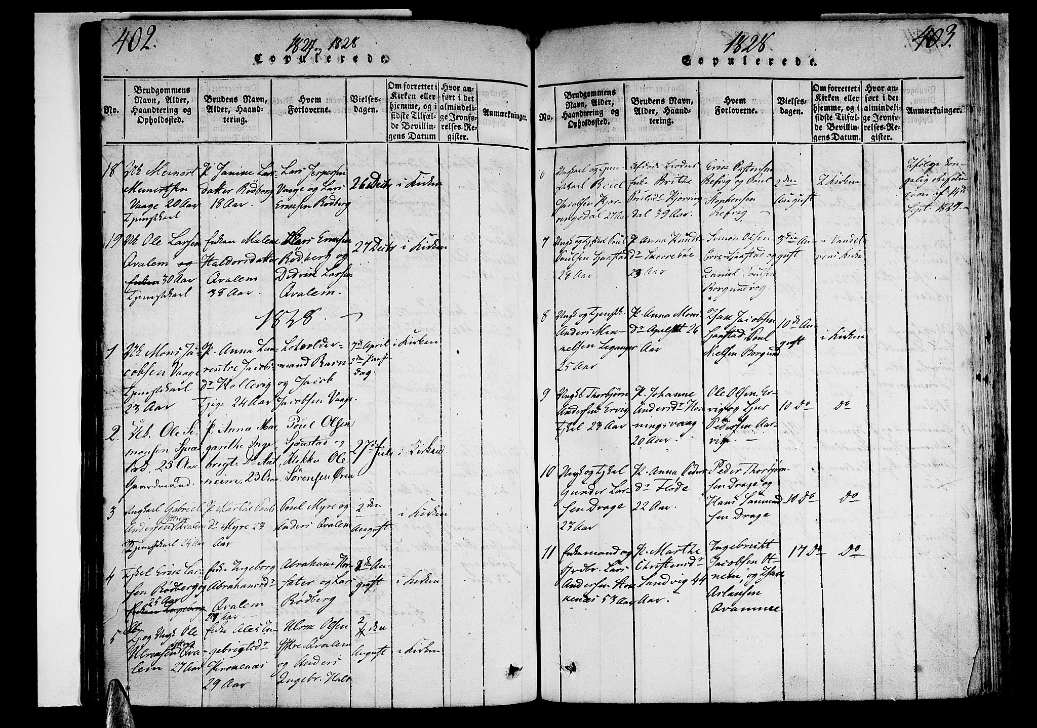 Selje sokneprestembete, SAB/A-99938/H/Ha/Haa/Haaa: Parish register (official) no. A 8, 1816-1828, p. 402-403