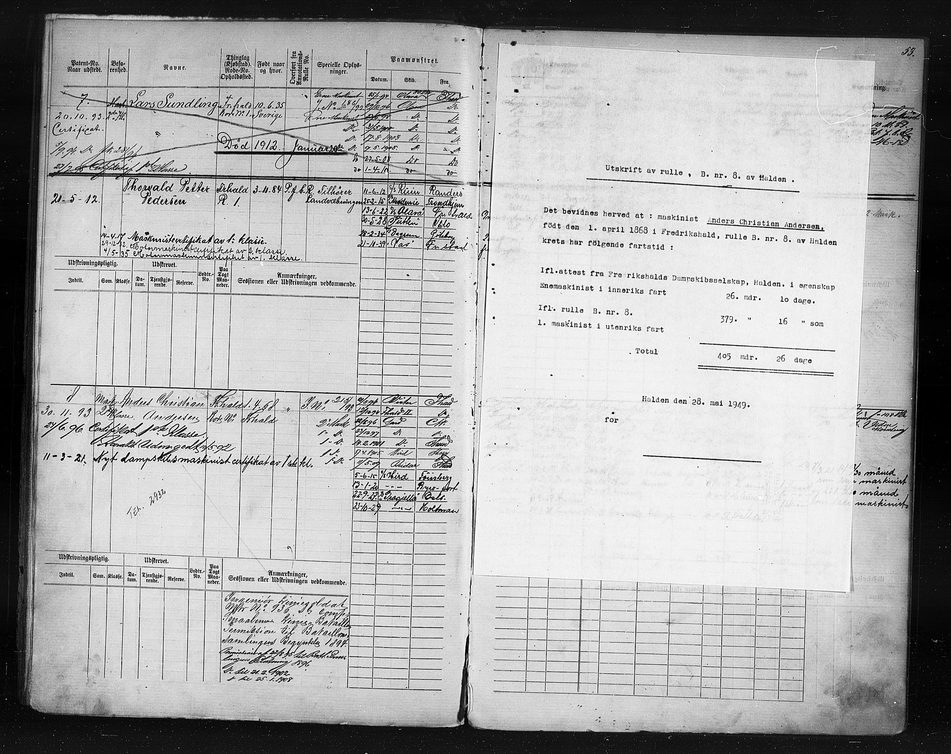 Halden mønstringskontor, AV/SAO-A-10569a/F/Fc/Fcd/L0003: Annotasjons- og hovedrulle for maskinister og fyrbøtere, 1876-1918, p. 11