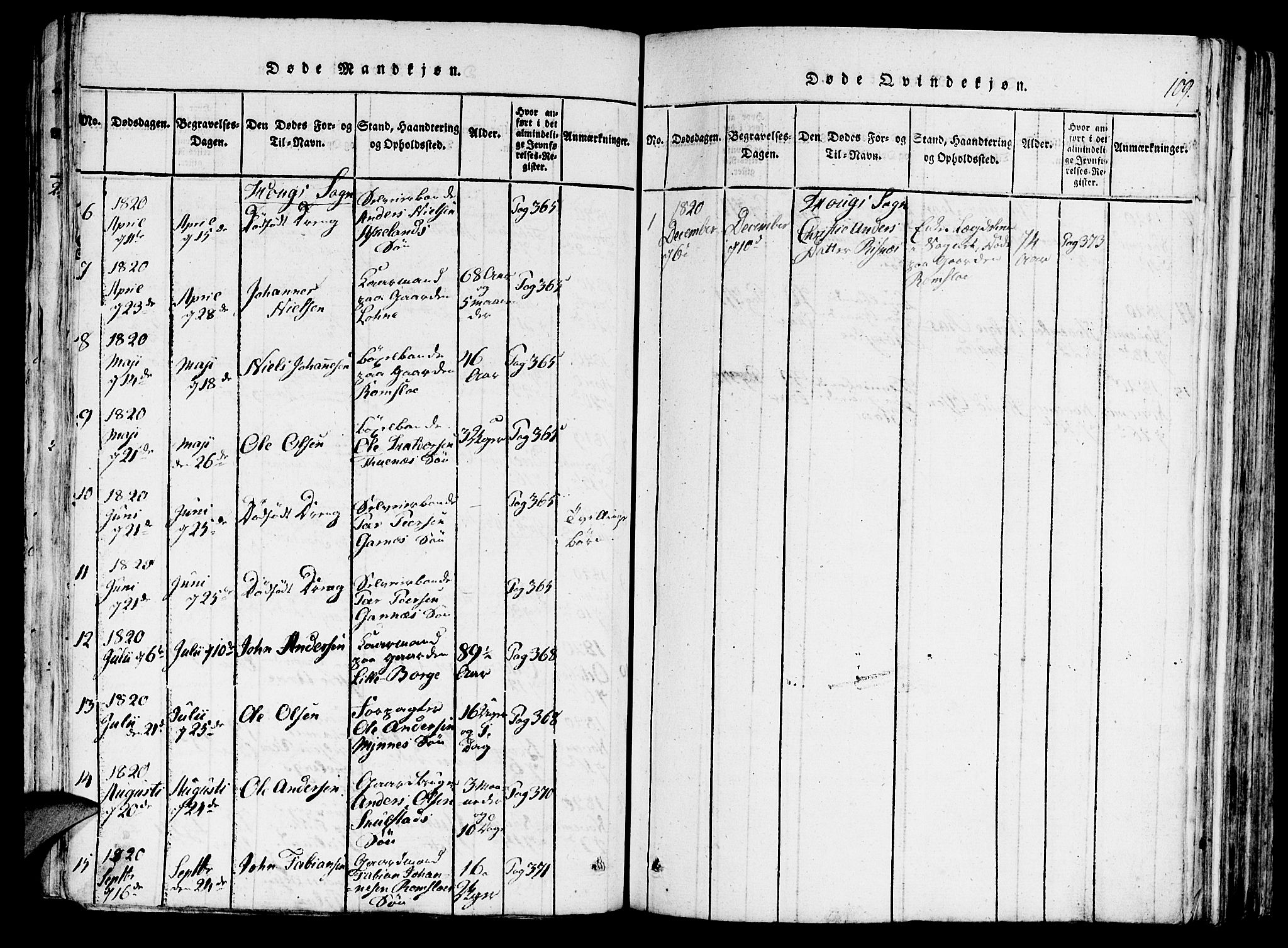 Haus sokneprestembete, AV/SAB-A-75601/H/Haa: Parish register (official) no. A 12, 1816-1821, p. 109