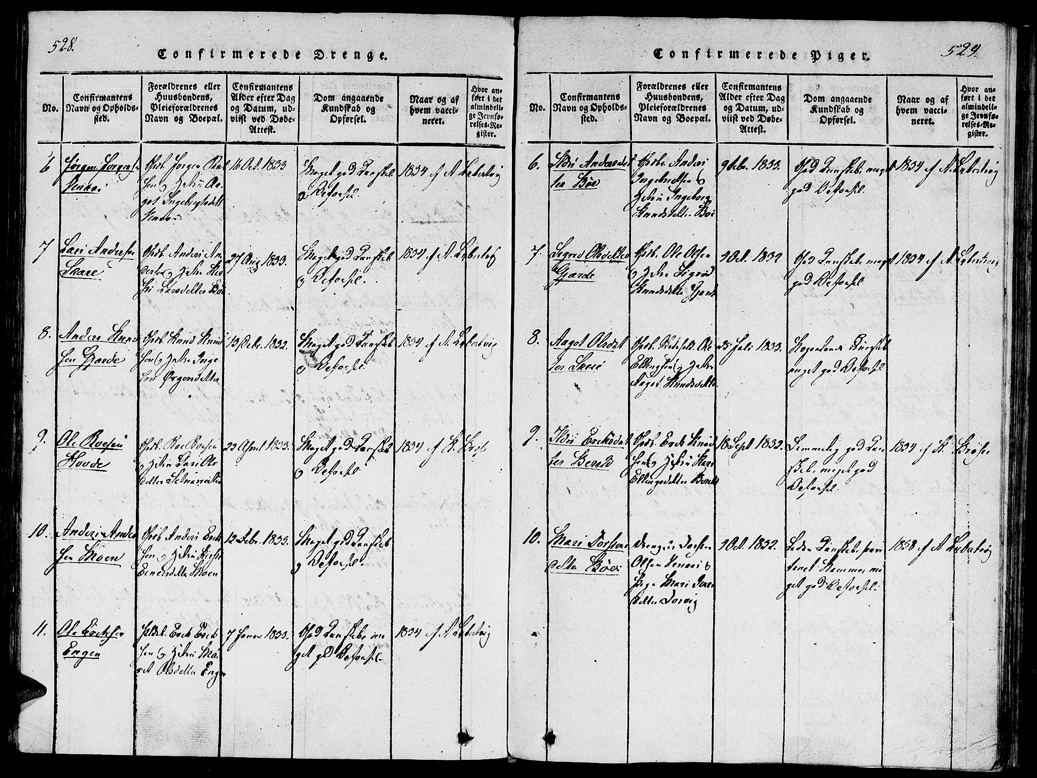 Ministerialprotokoller, klokkerbøker og fødselsregistre - Møre og Romsdal, SAT/A-1454/543/L0561: Parish register (official) no. 543A01, 1818-1853, p. 528-529