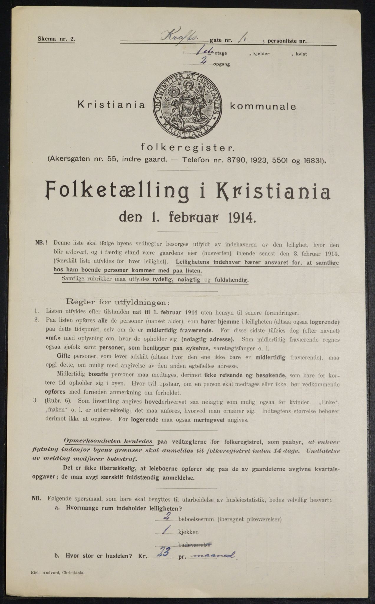 OBA, Municipal Census 1914 for Kristiania, 1914, p. 53858