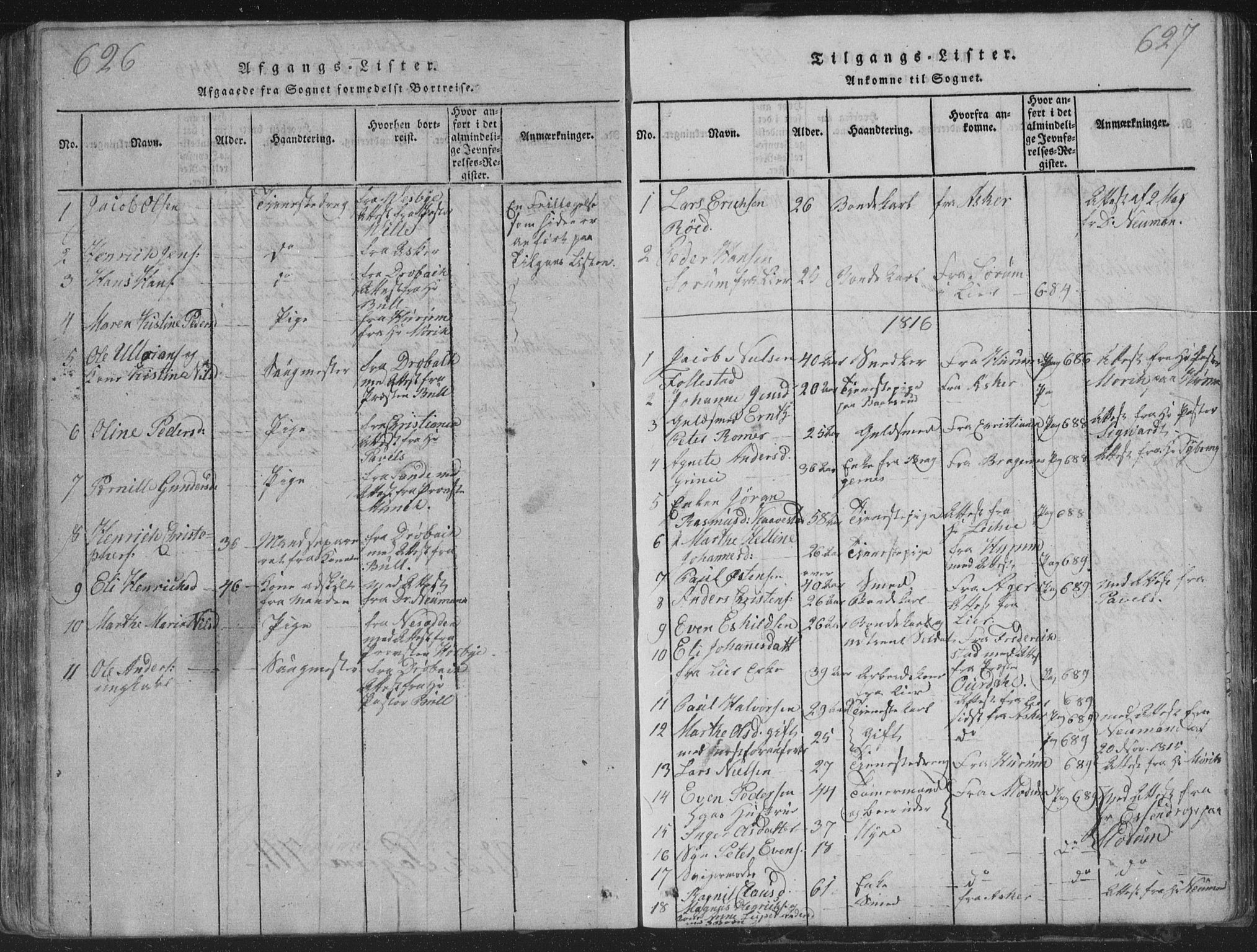 Røyken kirkebøker, SAKO/A-241/G/Ga/L0003: Parish register (copy) no. 3, 1814-1856, p. 626-627