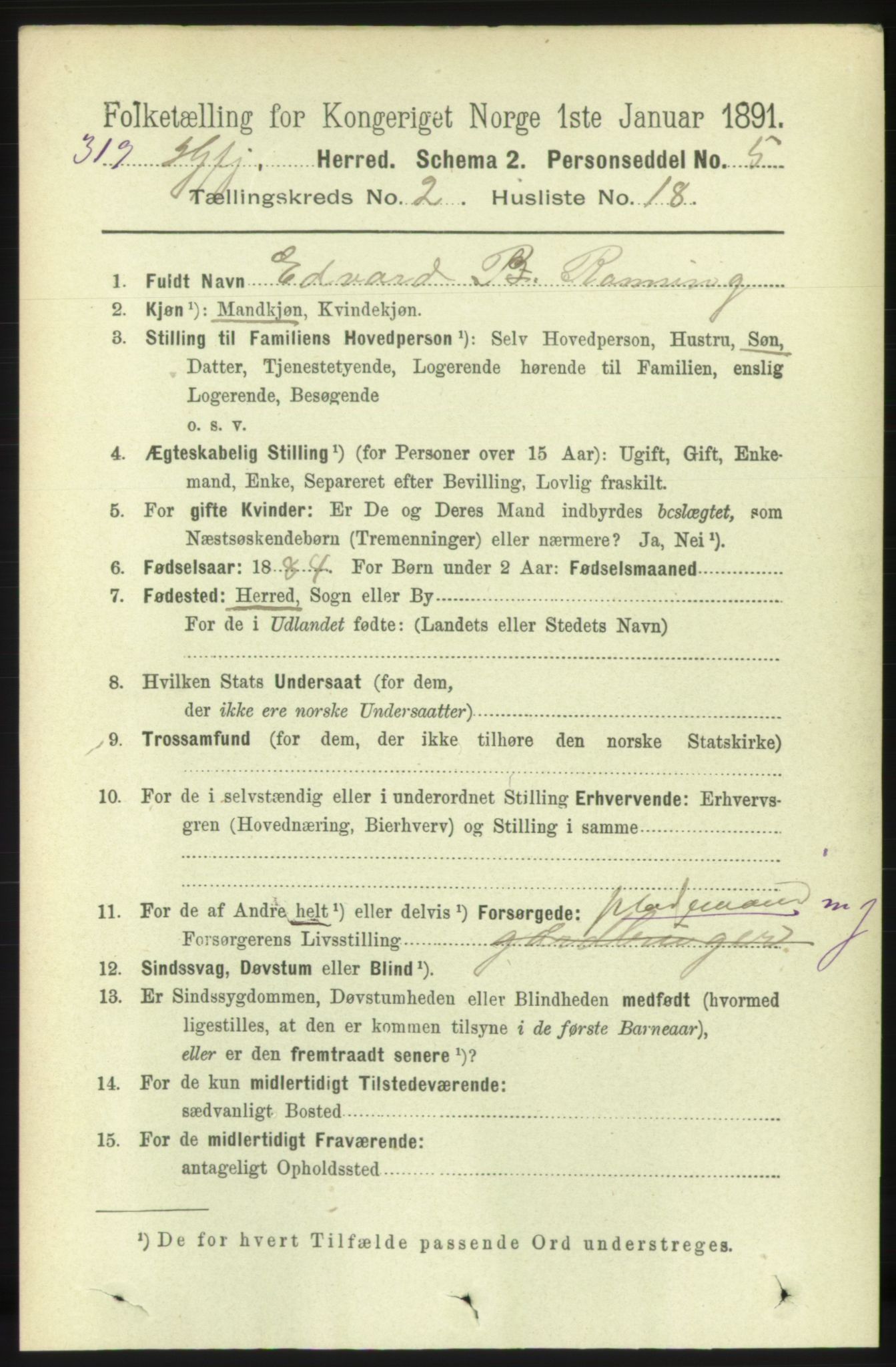 RA, 1891 census for 1522 Hjørundfjord, 1891, p. 381