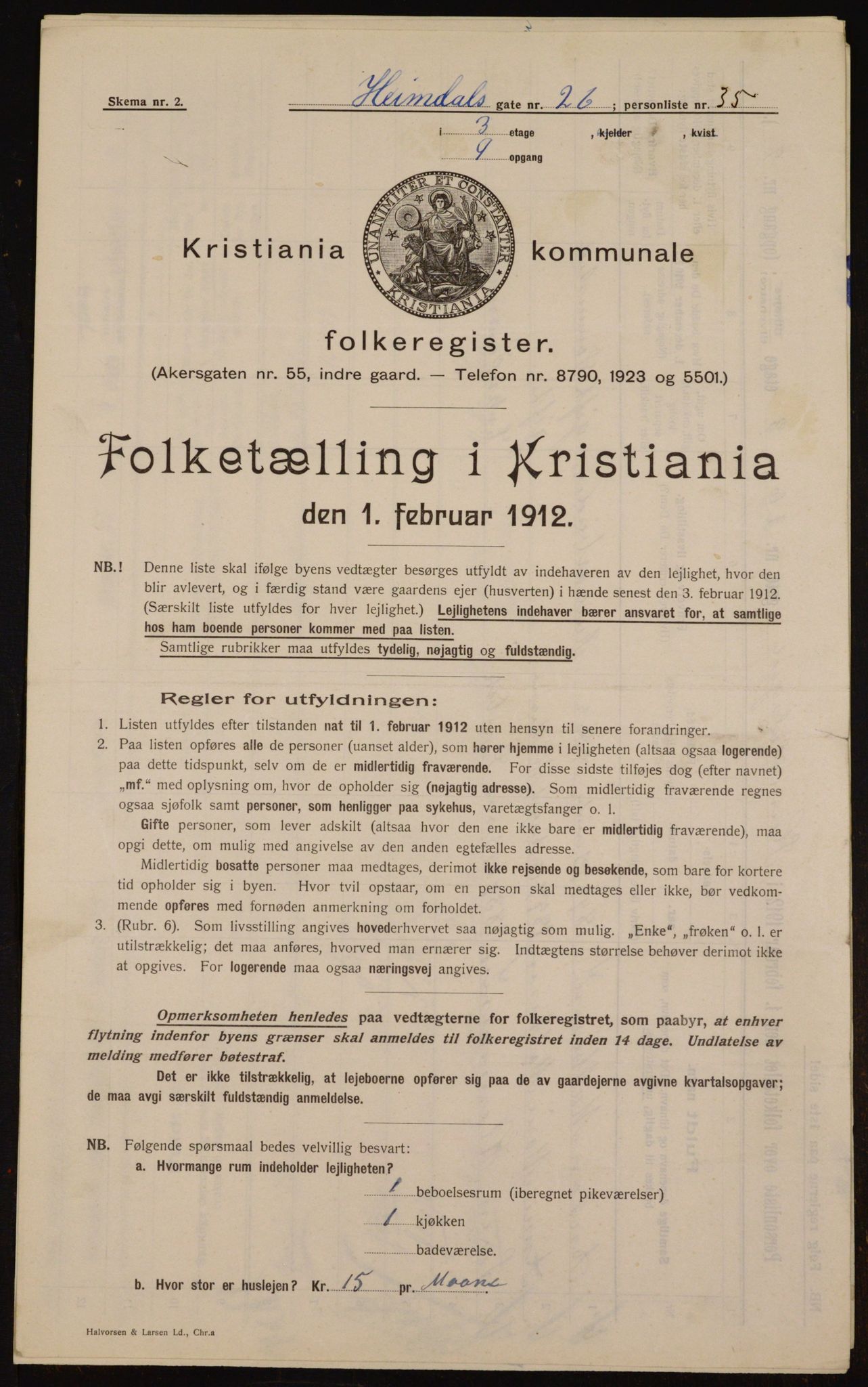 OBA, Municipal Census 1912 for Kristiania, 1912, p. 37274