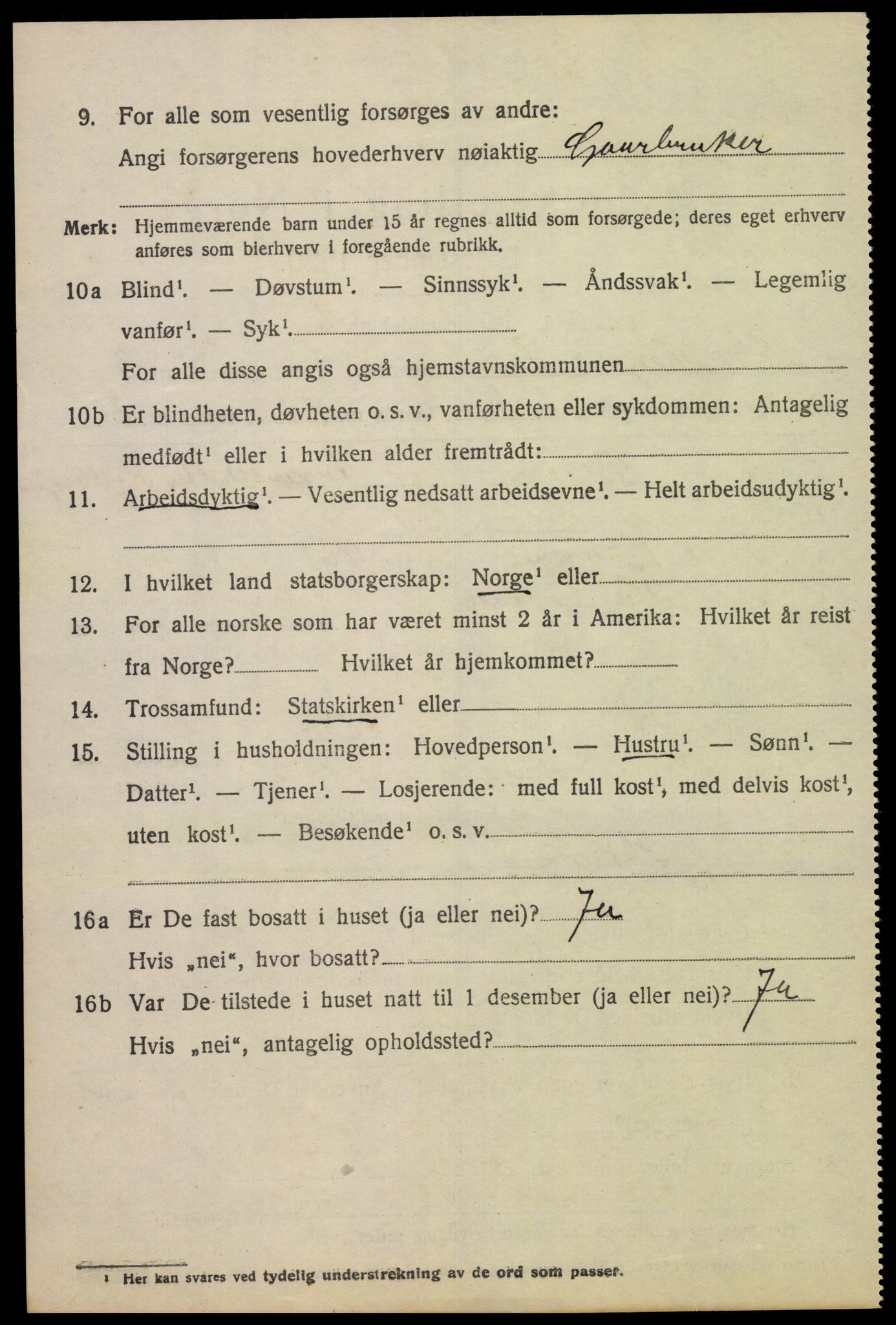 SAK, 1920 census for Hægebostad, 1920, p. 1552