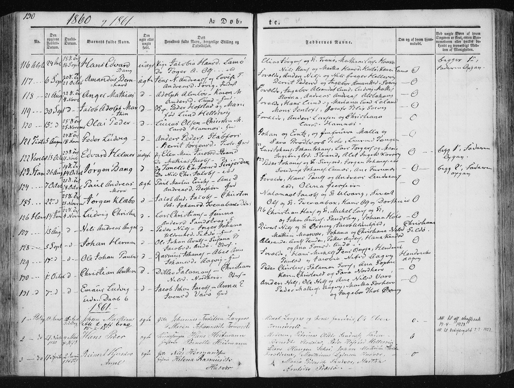 Ministerialprotokoller, klokkerbøker og fødselsregistre - Nordland, SAT/A-1459/830/L0446: Parish register (official) no. 830A10, 1831-1865, p. 130