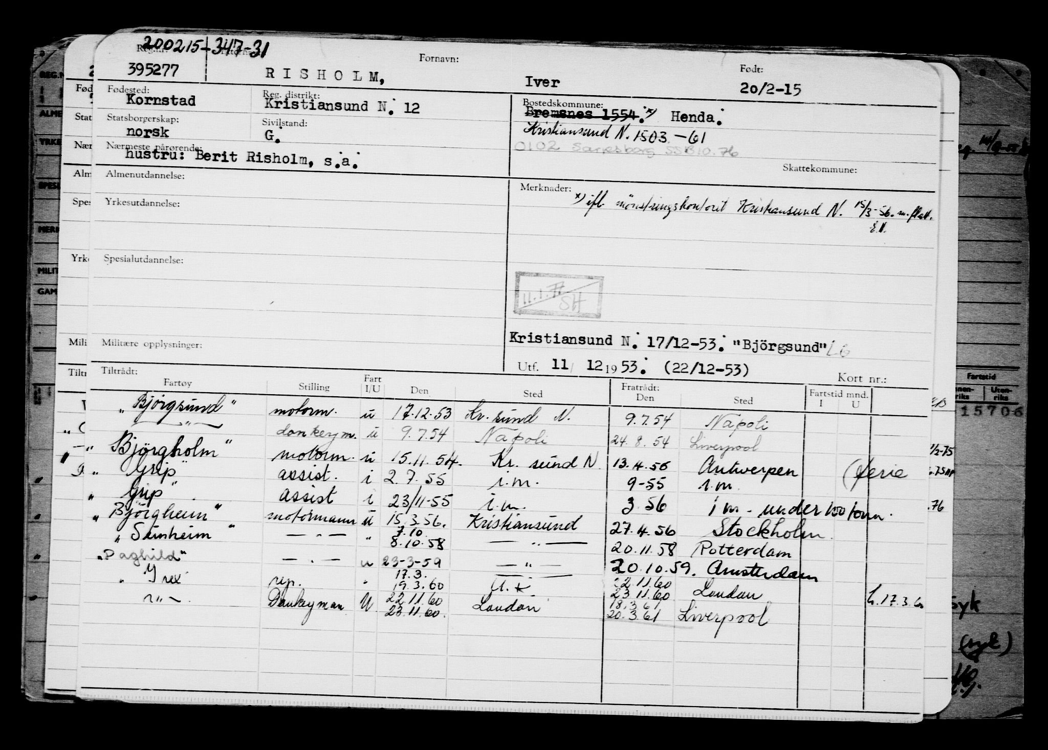 Direktoratet for sjømenn, AV/RA-S-3545/G/Gb/L0127: Hovedkort, 1915, p. 564