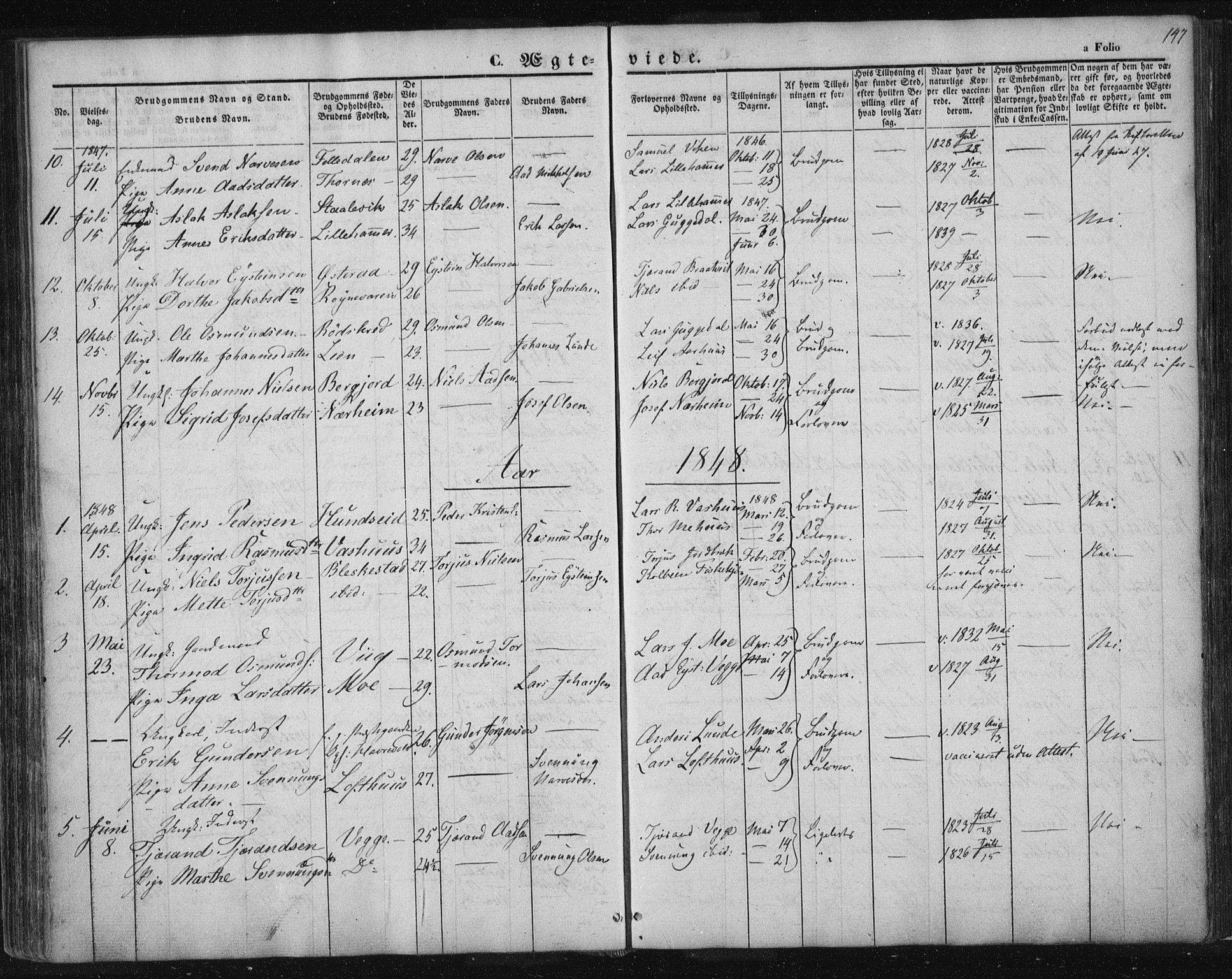 Suldal sokneprestkontor, SAST/A-101845/01/IV/L0008: Parish register (official) no. A 8, 1836-1853, p. 147