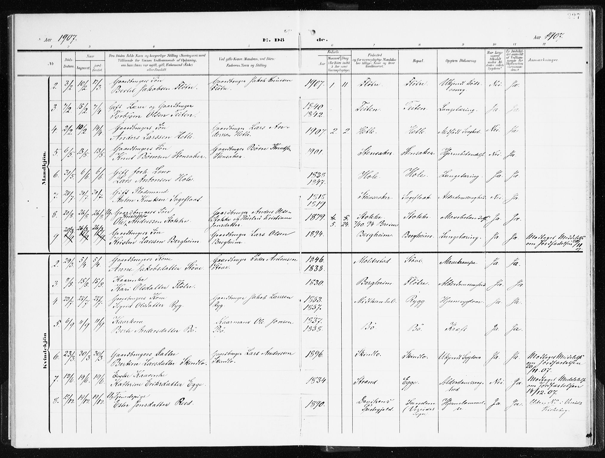 Gloppen sokneprestembete, AV/SAB-A-80101/H/Haa/Haac/L0003: Parish register (official) no. C 3, 1904-1921, p. 227