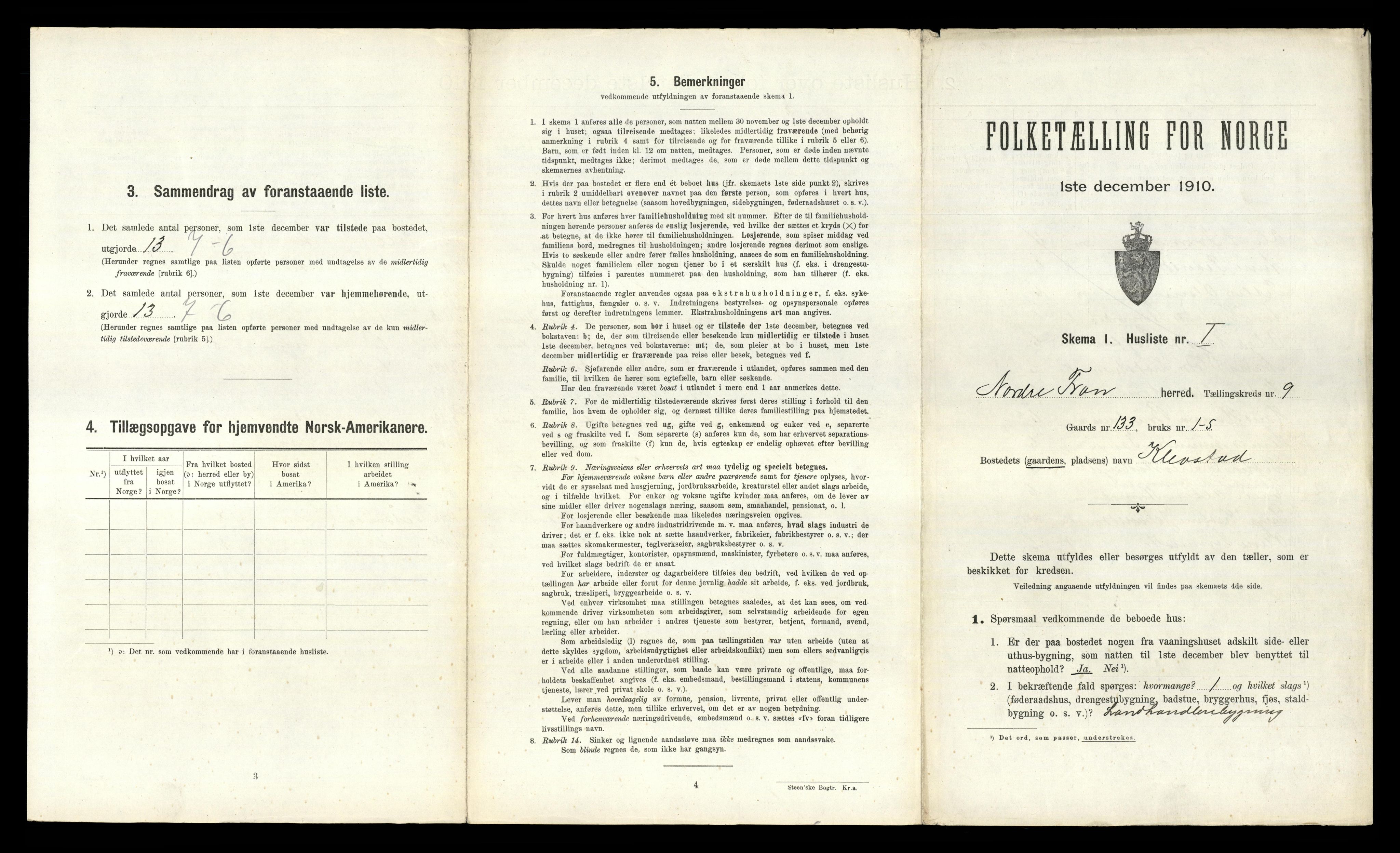 RA, 1910 census for Nord-Fron, 1910, p. 1042