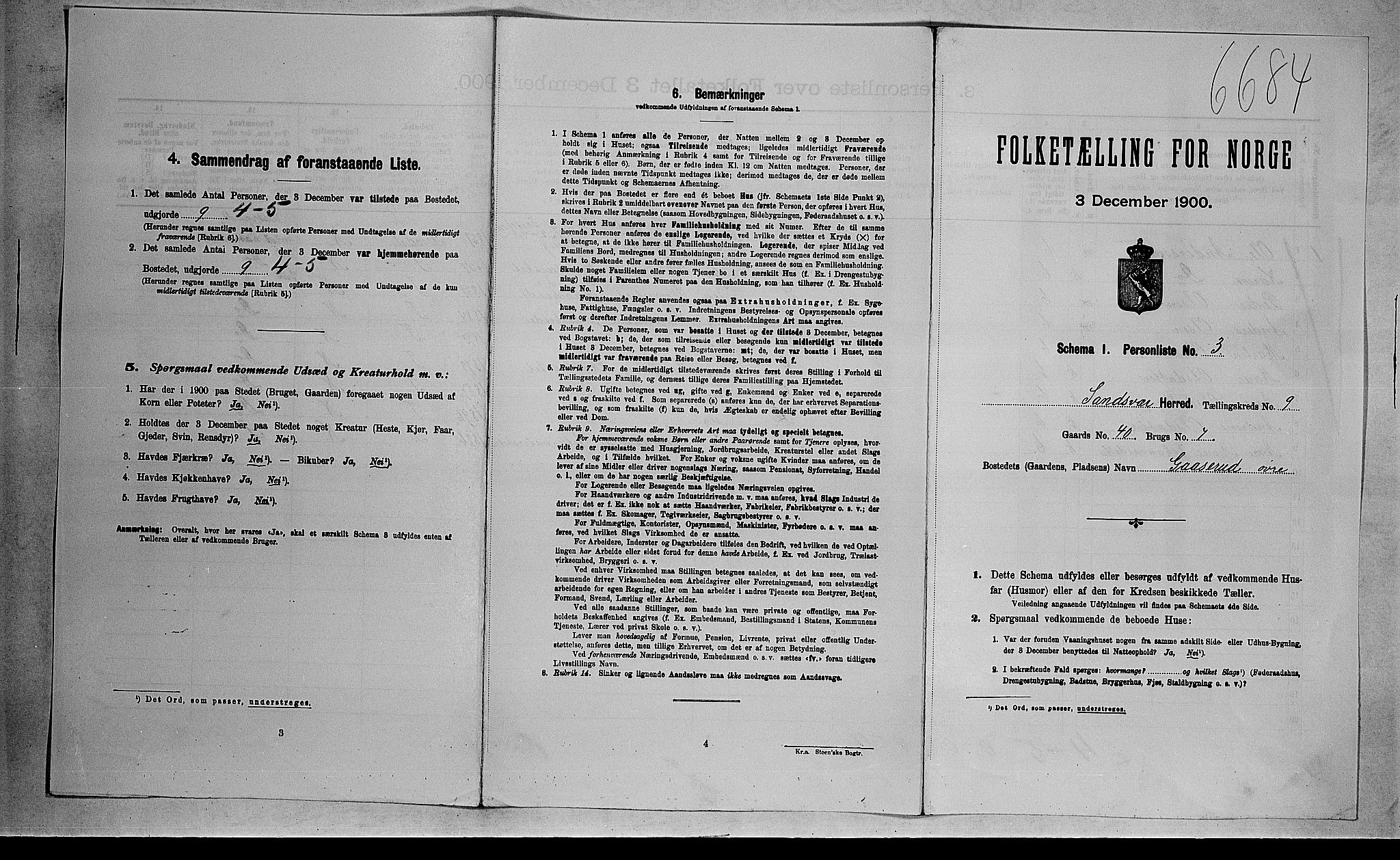 RA, 1900 census for Sandsvær, 1900, p. 1324