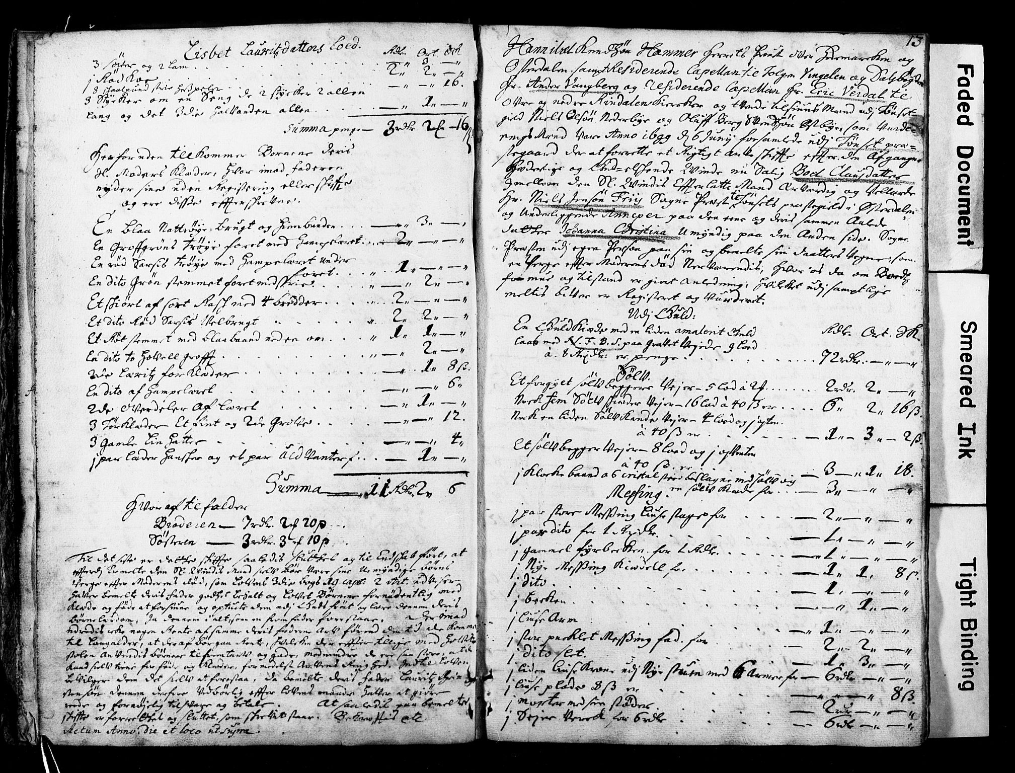 Østerdalens prosti, AV/SAH-PROST-028/G/Ga/L0001: Skifteprotokoll, geistlige skifter, 1696-1779, p. 12b-13a