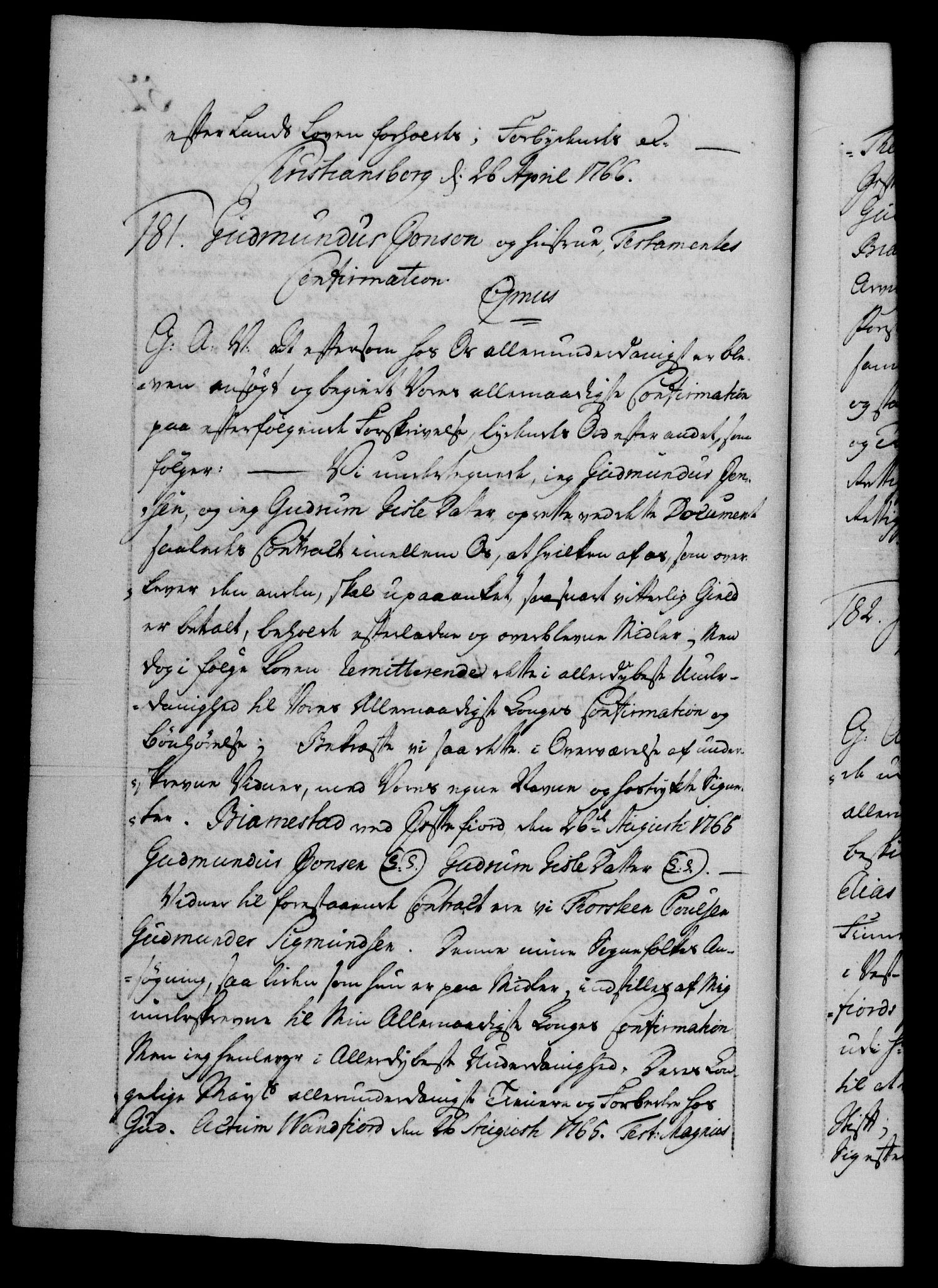 Danske Kanselli 1572-1799, AV/RA-EA-3023/F/Fc/Fca/Fcaa/L0043: Norske registre, 1766-1768, p. 52b