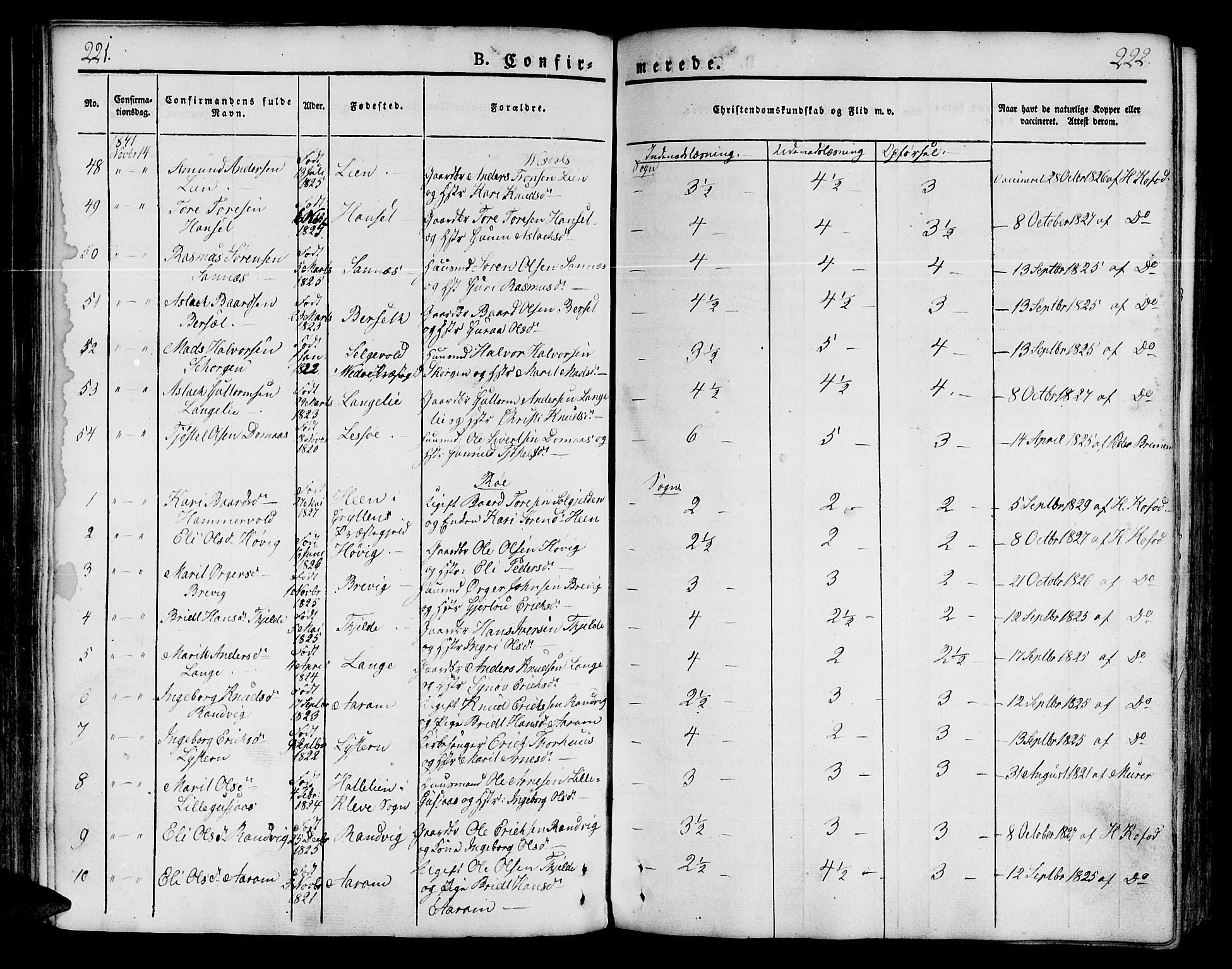 Ministerialprotokoller, klokkerbøker og fødselsregistre - Møre og Romsdal, AV/SAT-A-1454/551/L0624: Parish register (official) no. 551A04, 1831-1845, p. 221-222