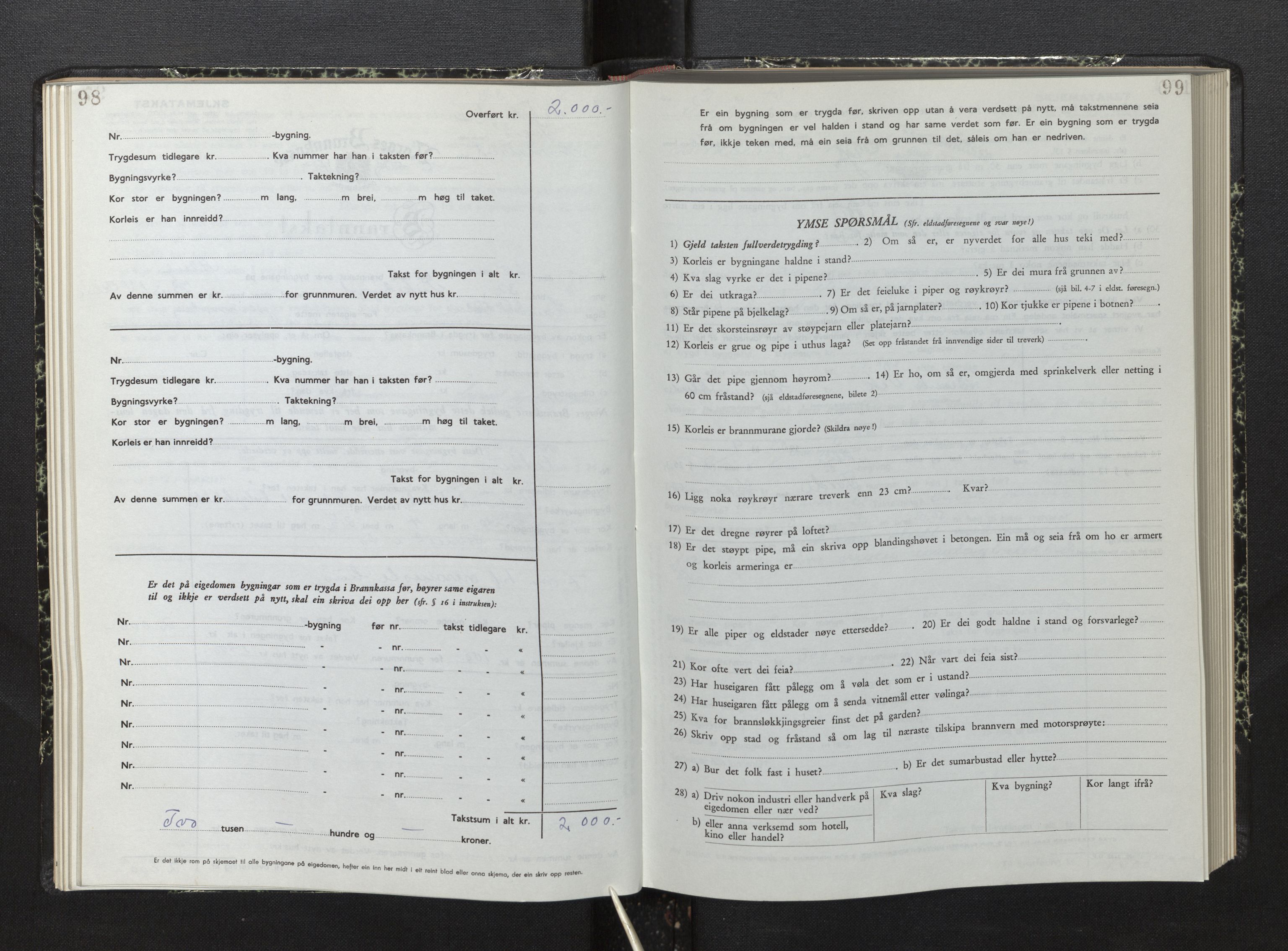 Lensmannen i Sveio, SAB/A-35301/0012/L0010: Branntakstprotokoll, skjematakst, 1949-1954, p. 98-99