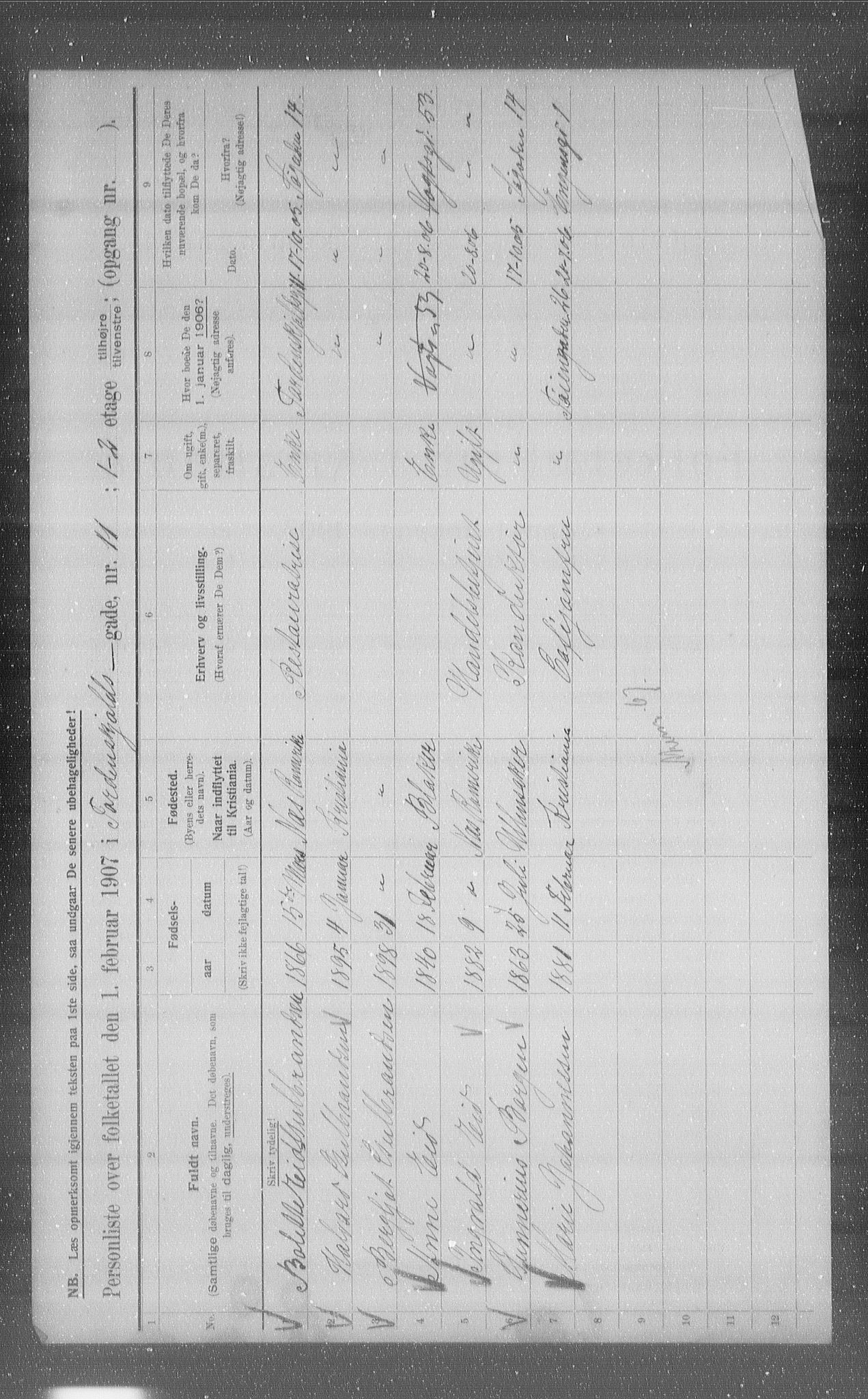 OBA, Municipal Census 1907 for Kristiania, 1907, p. 57858