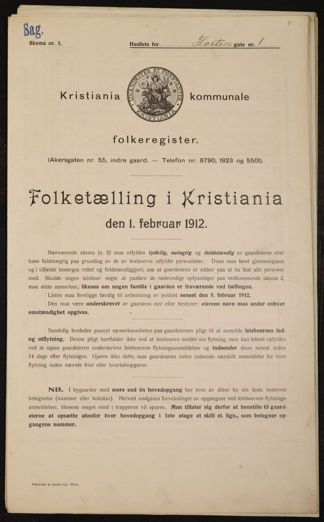 OBA, Municipal Census 1912 for Kristiania, 1912, p. 41768