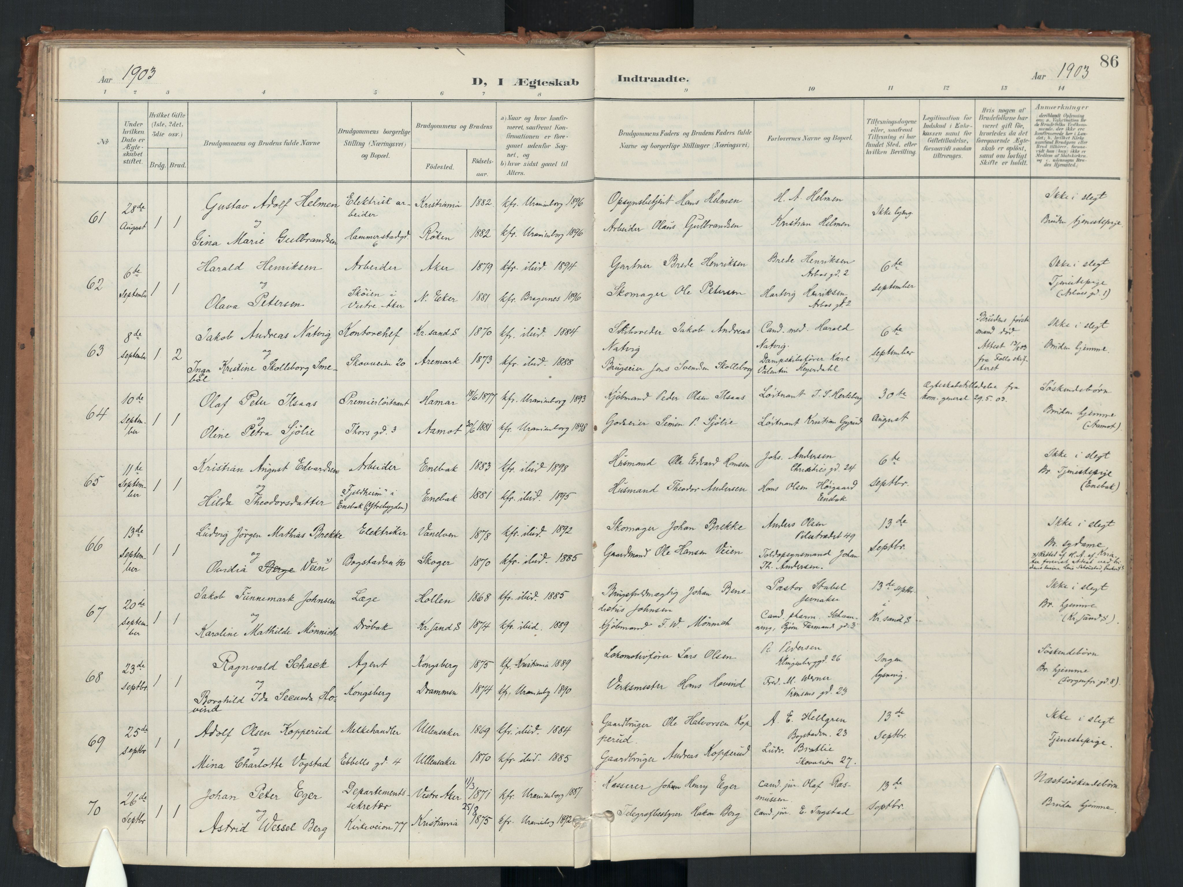 Uranienborg prestekontor Kirkebøker, AV/SAO-A-10877/F/Fa/L0007: Parish register (official) no. 7, 1896-1914, p. 86