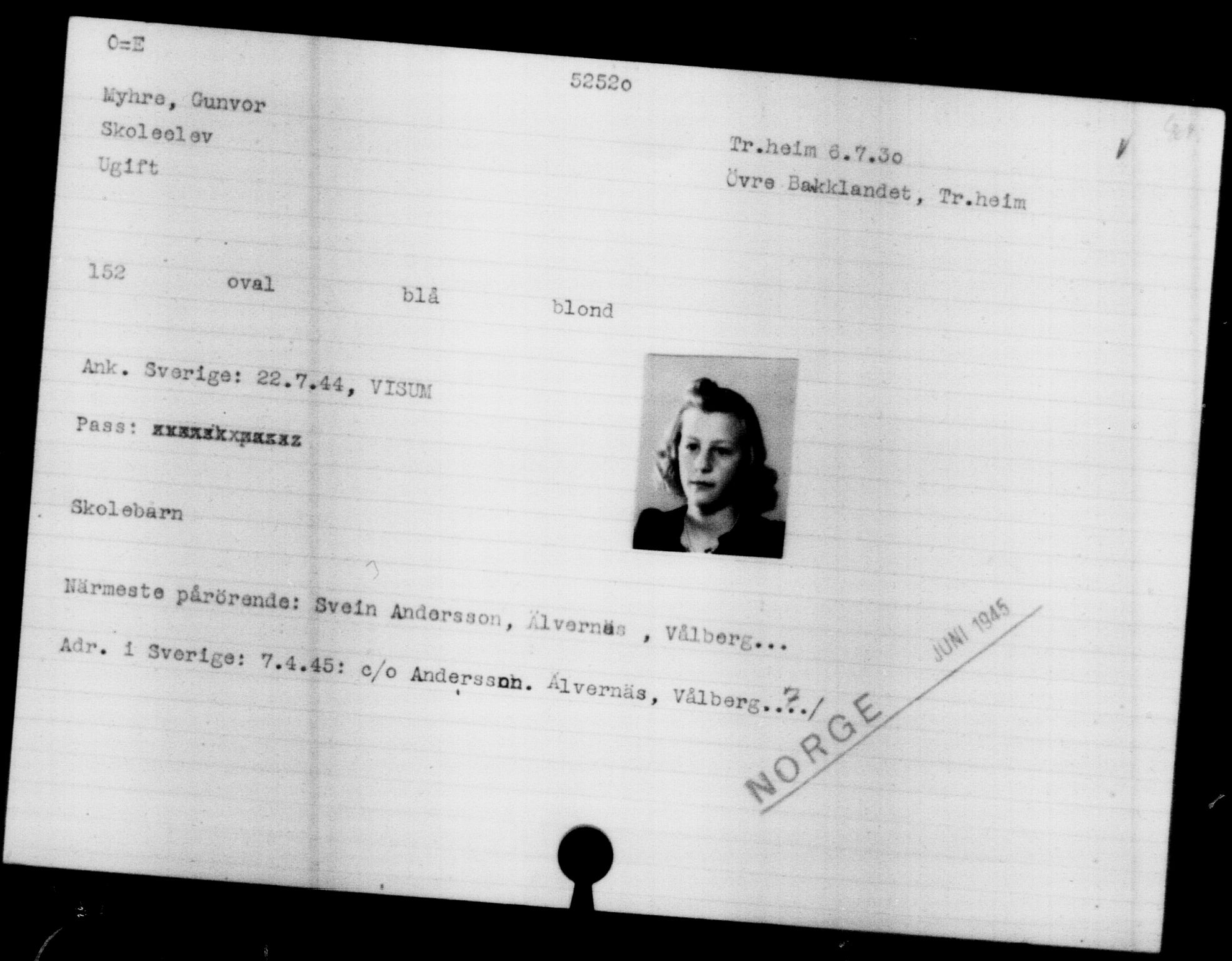 Utenriksstasjonene, Legasjonen i Stockholm, Flyktningkontoret, AV/RA-S-6753/V/Va/L0019: Kjesäterkartoteket, flyktninger med registreringsnr. 49600-55060, 1940-1945, p. 1993