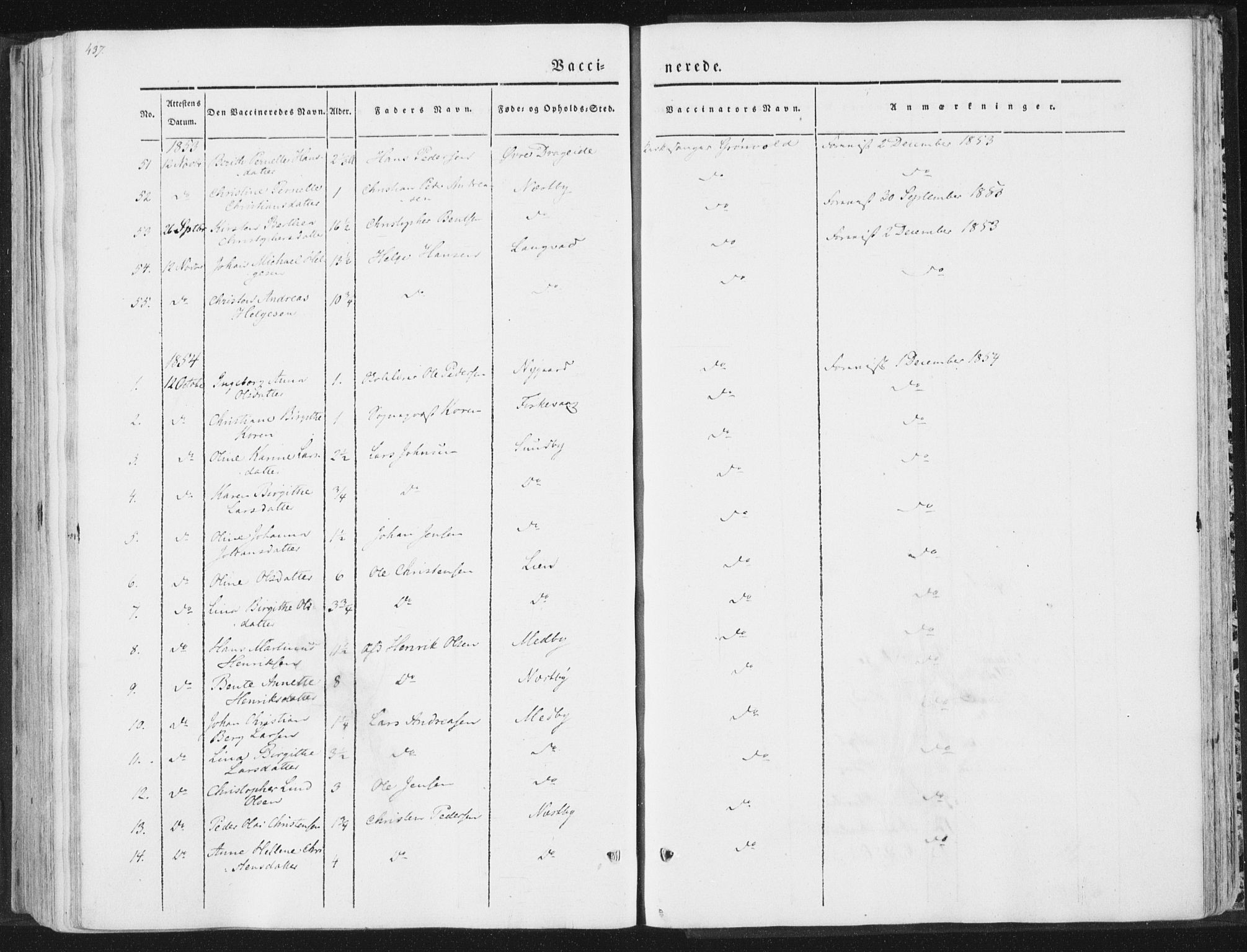 Ministerialprotokoller, klokkerbøker og fødselsregistre - Nordland, SAT/A-1459/847/L0667: Parish register (official) no. 847A07, 1842-1871, p. 437