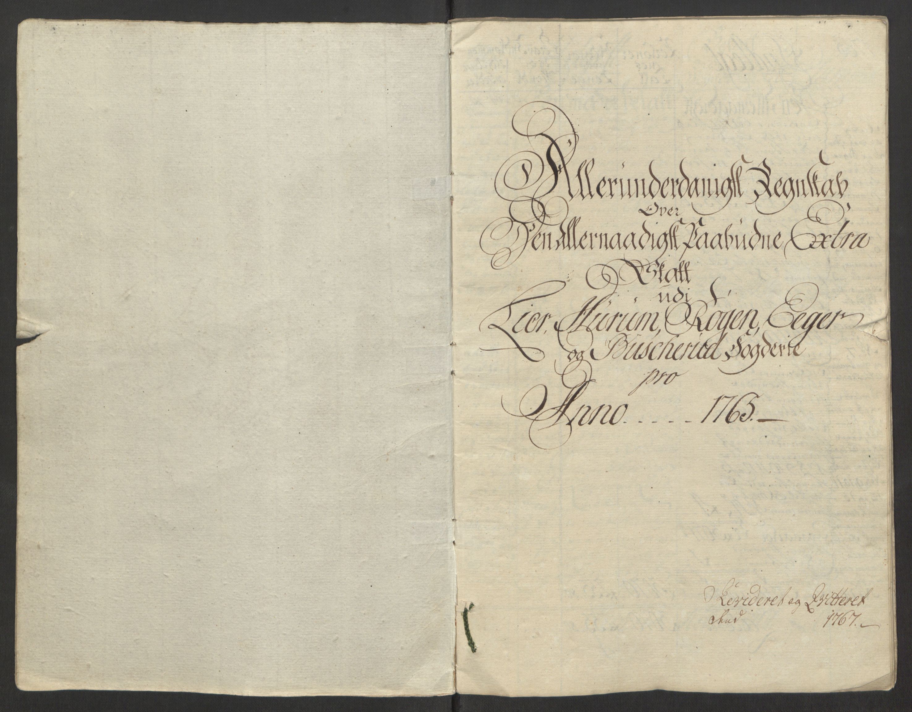 Rentekammeret inntil 1814, Reviderte regnskaper, Fogderegnskap, RA/EA-4092/R31/L1834: Ekstraskatten Hurum, Røyken, Eiker, Lier og Buskerud, 1765, p. 3
