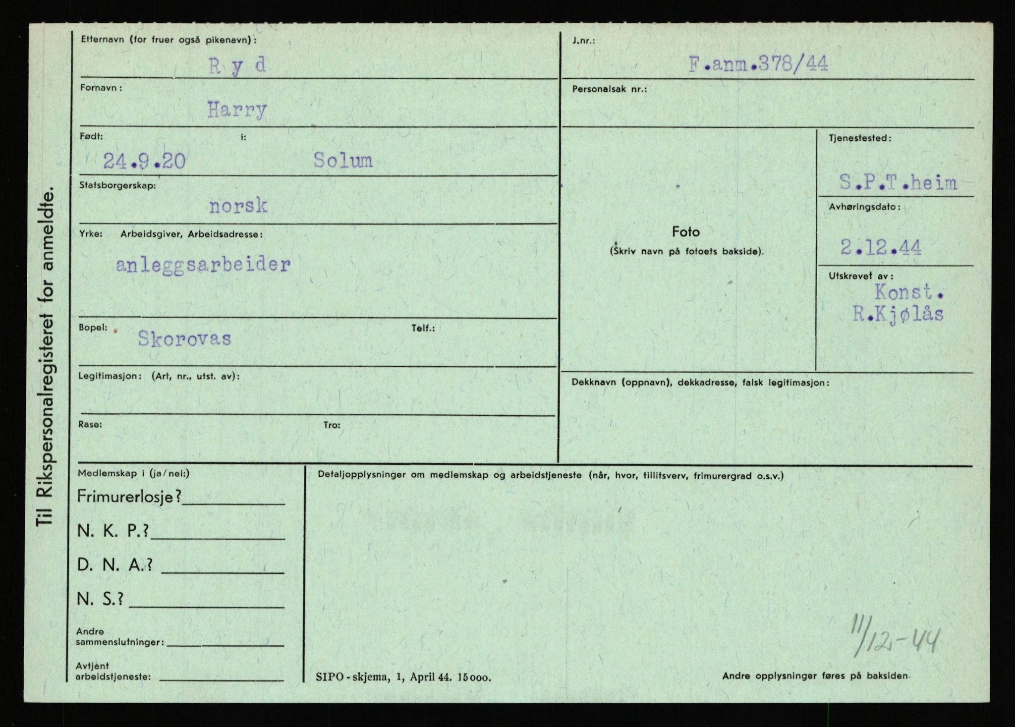 Statspolitiet - Hovedkontoret / Osloavdelingen, AV/RA-S-1329/C/Ca/L0013: Raa - Servold, 1943-1945, p. 2430