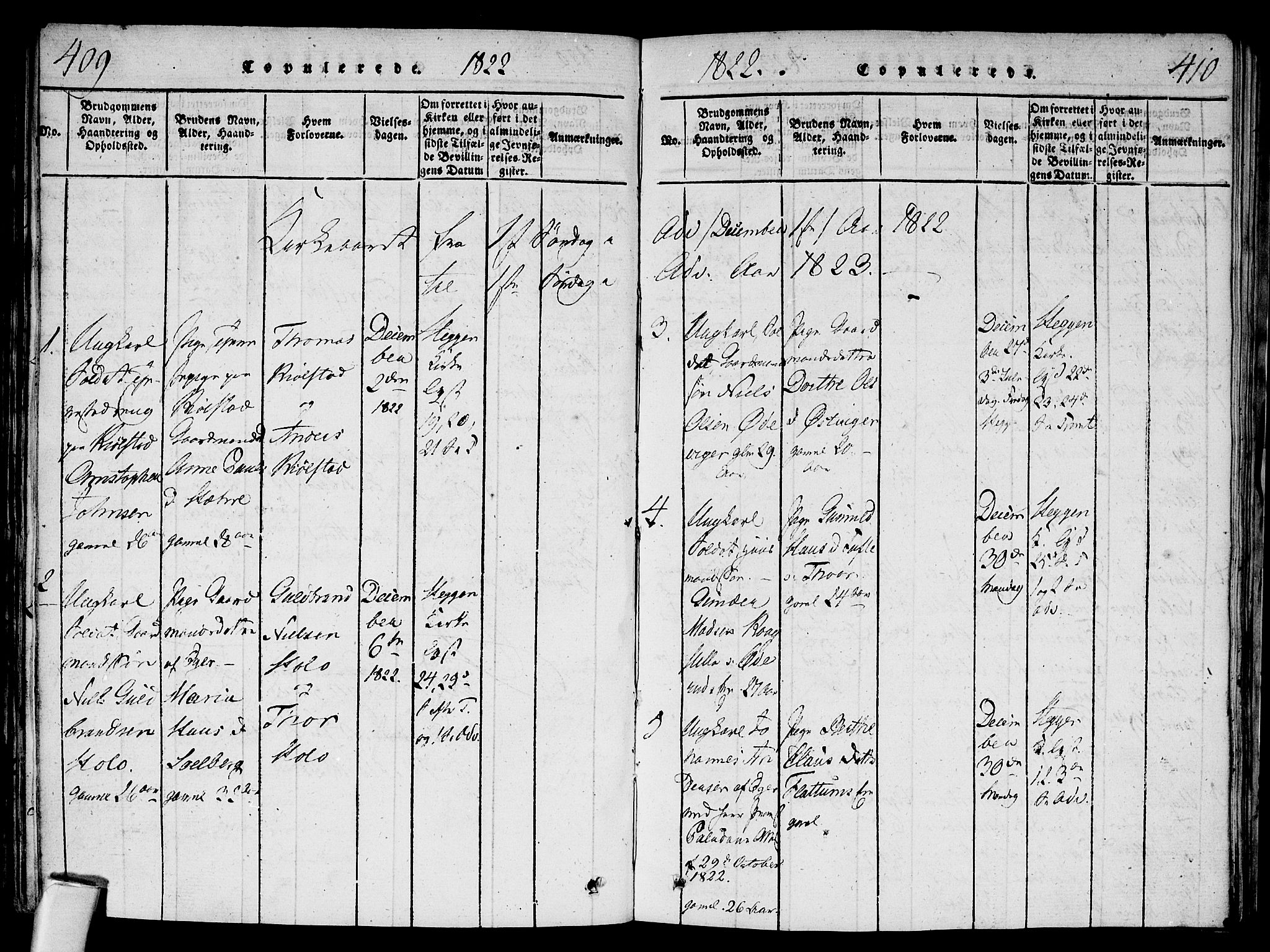 Modum kirkebøker, AV/SAKO-A-234/F/Fa/L0004: Parish register (official) no. 4, 1818-1824, p. 409-410