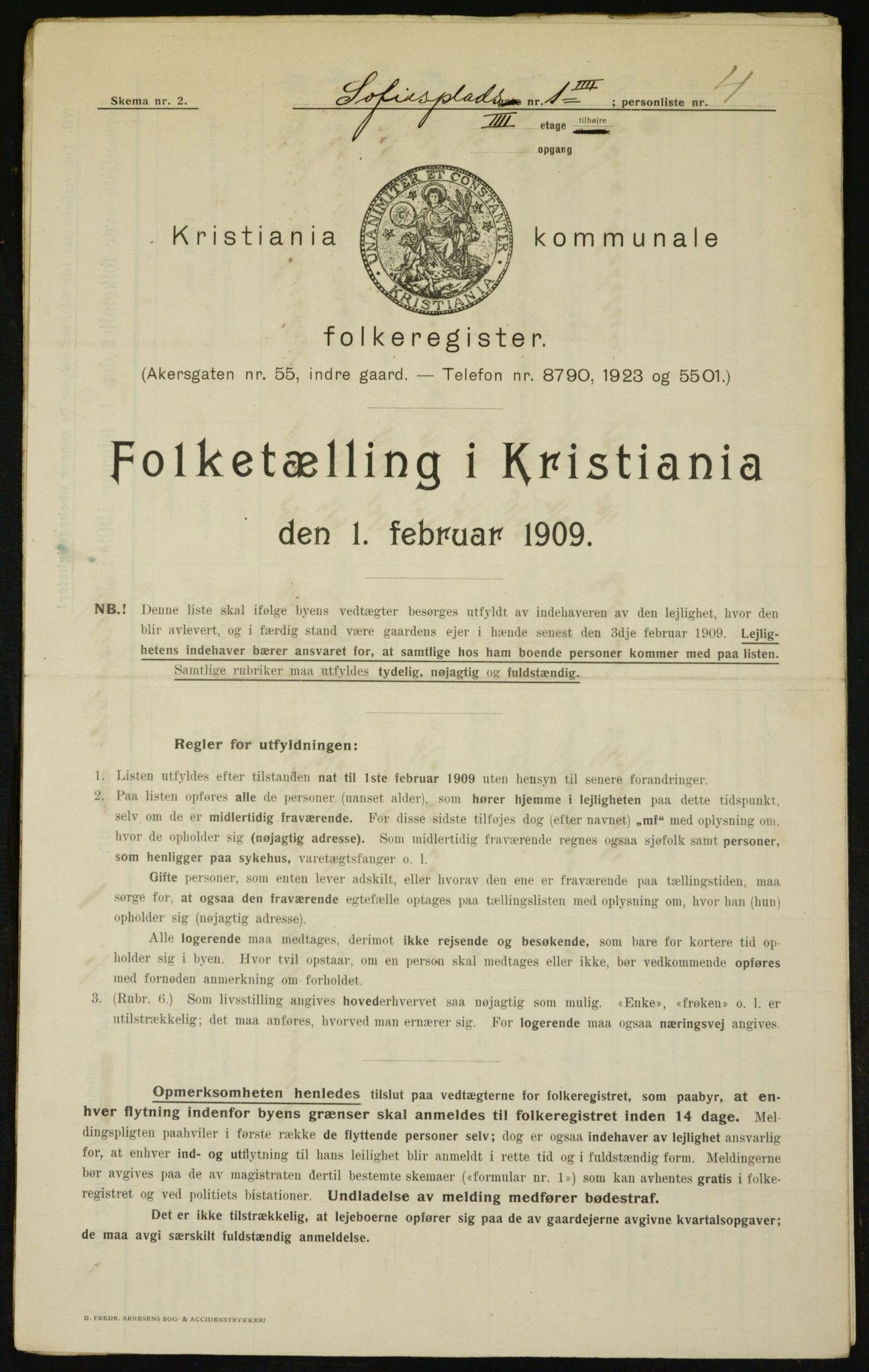 OBA, Municipal Census 1909 for Kristiania, 1909, p. 90100