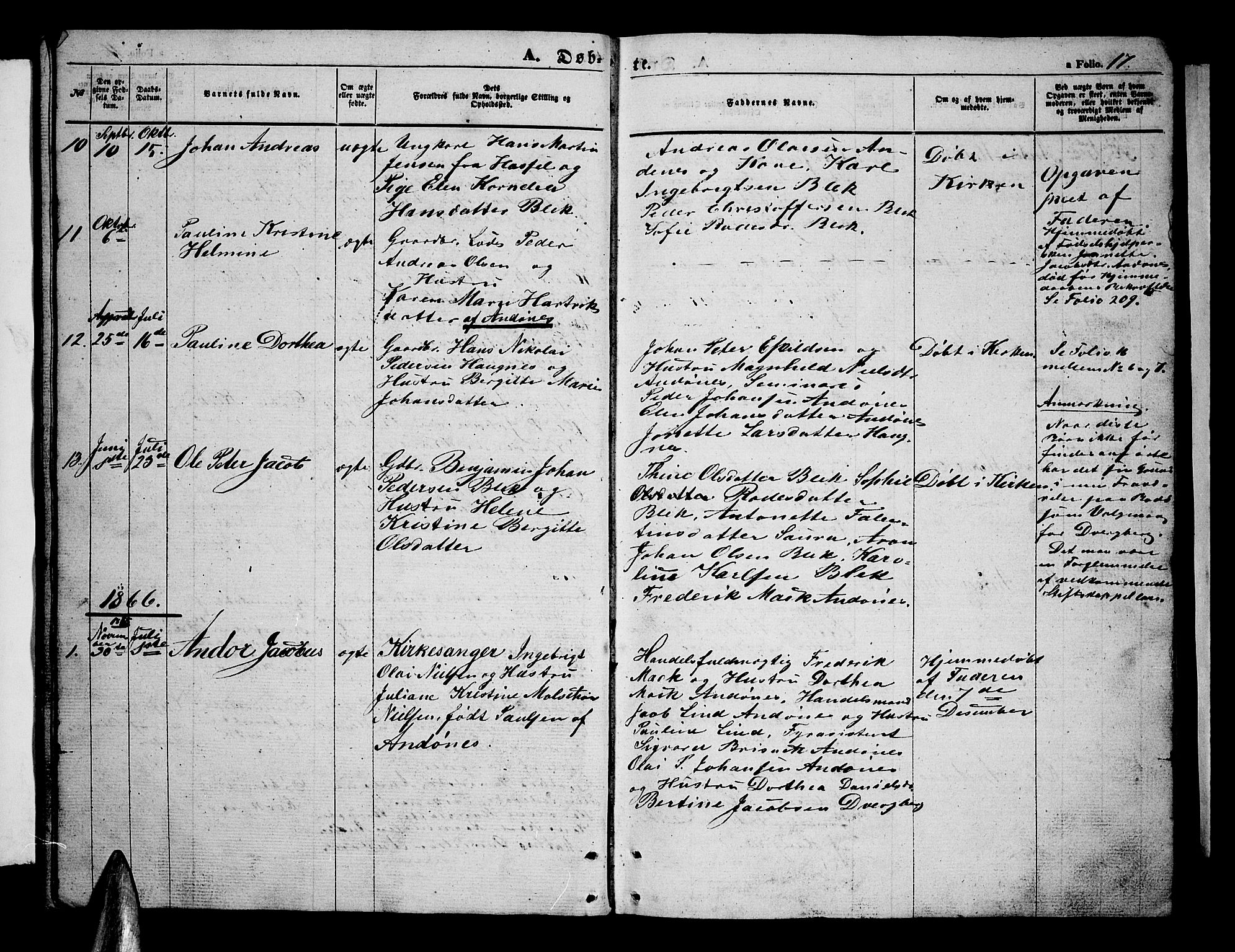 Ministerialprotokoller, klokkerbøker og fødselsregistre - Nordland, AV/SAT-A-1459/899/L1447: Parish register (copy) no. 899C02, 1855-1886, p. 17