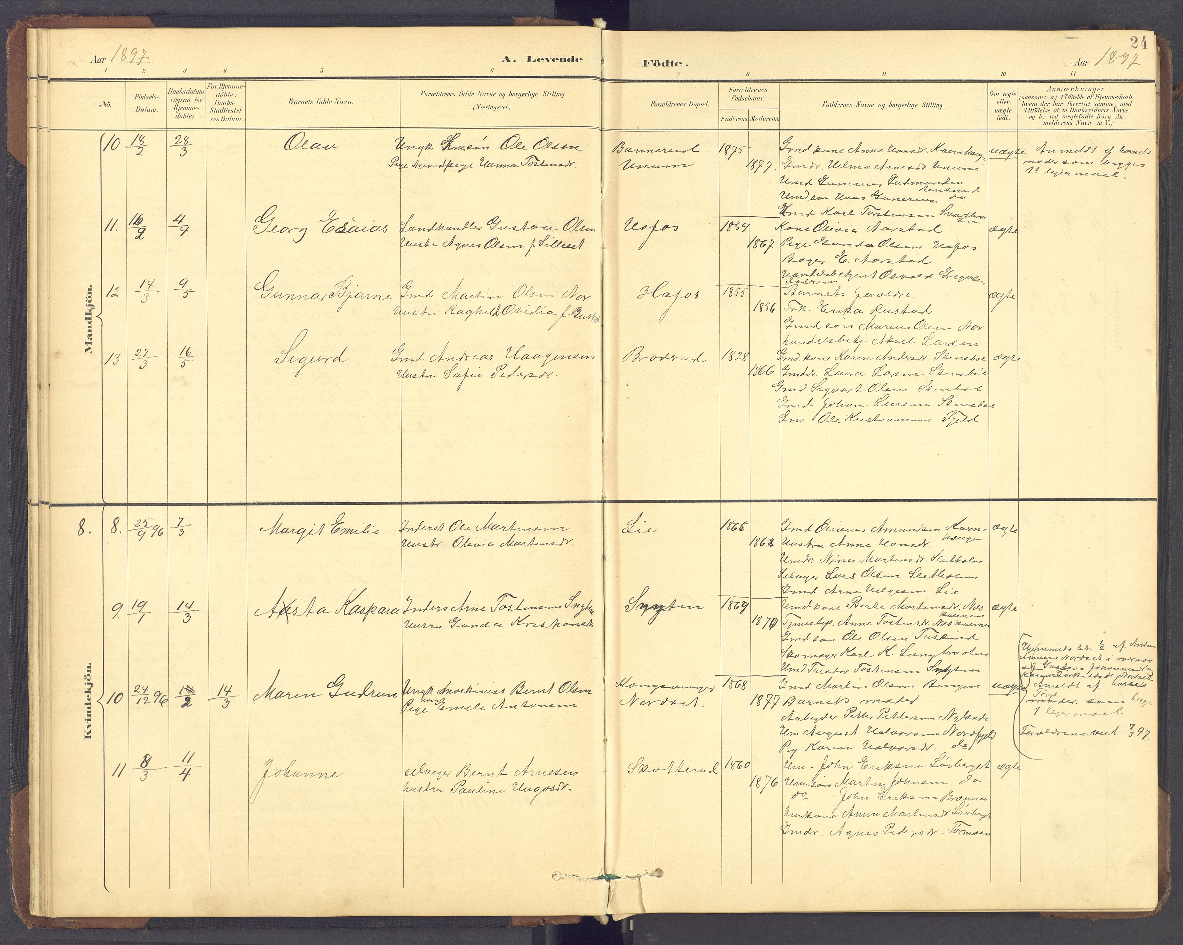 Brandval prestekontor, SAH/PREST-034/H/Ha/Hab/L0002: Parish register (copy) no. 2, 1895-1904, p. 24