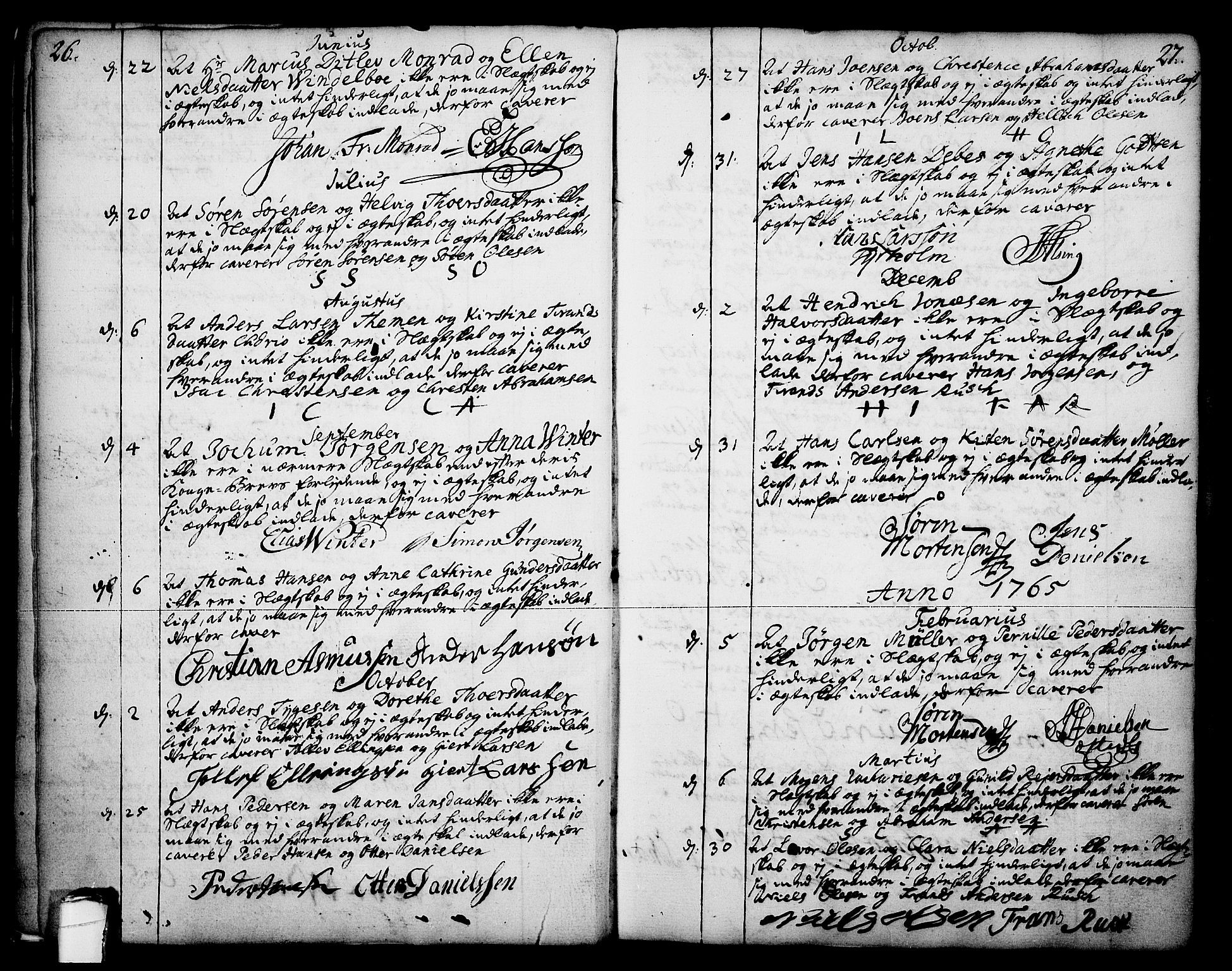Skien kirkebøker, SAKO/A-302/F/Fa/L0003: Parish register (official) no. 3, 1755-1791, p. 26-27