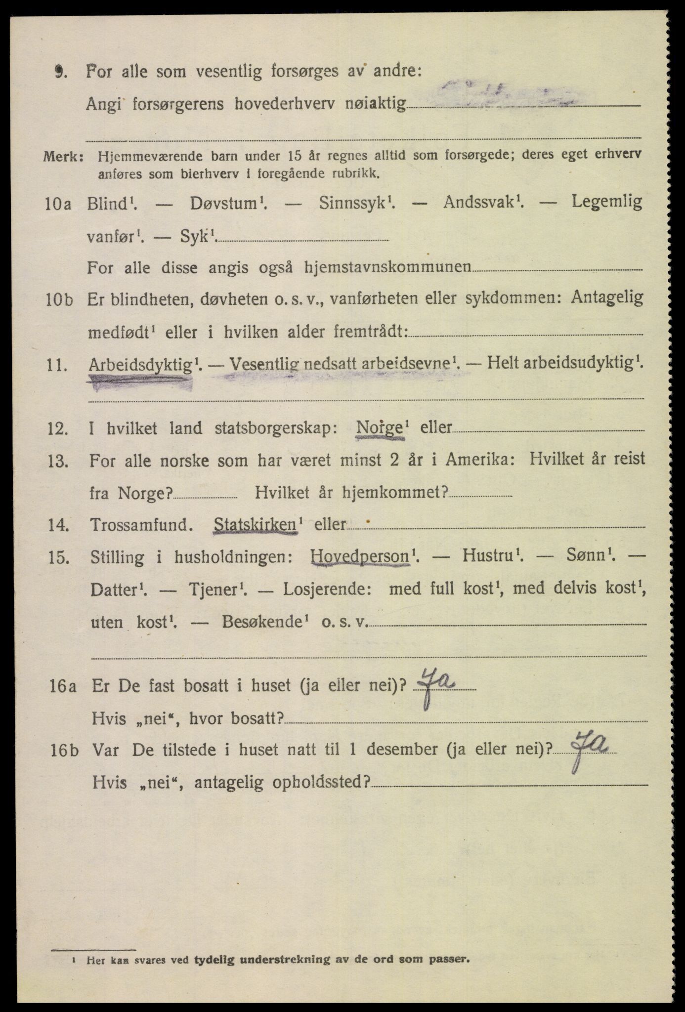 SAK, 1920 census for Øvre Sirdal, 1920, p. 1180