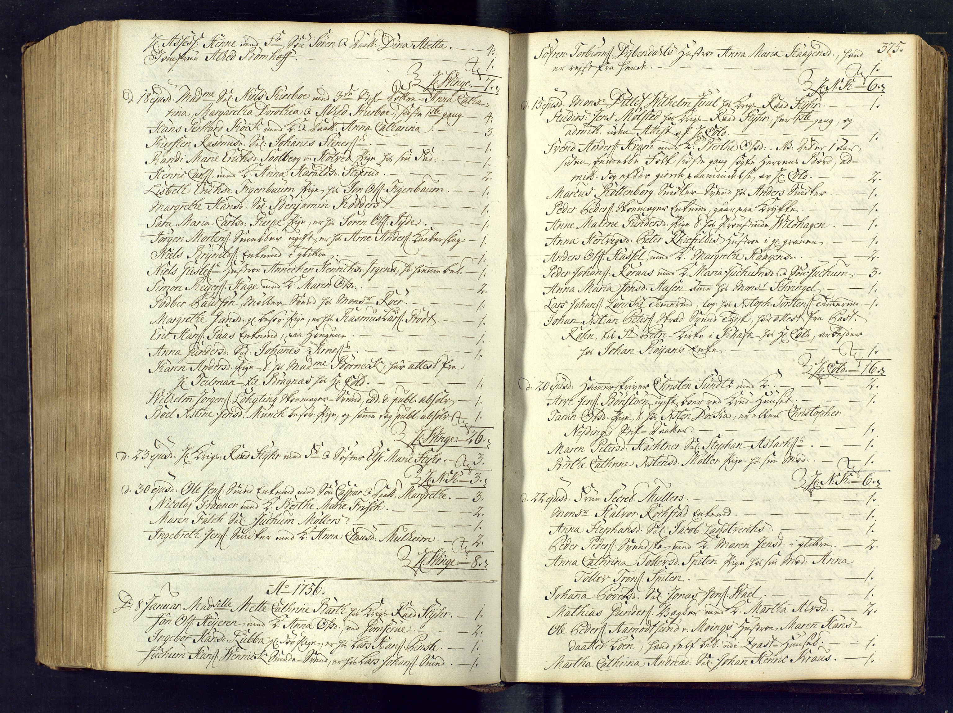 Kongsberg kirkebøker, SAKO/A-22/M/Ma/L0005: Communicants register no. 5, 1755-1761, p. 375