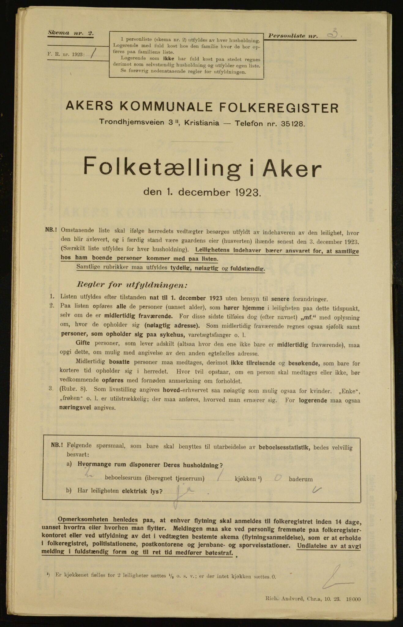 , Municipal Census 1923 for Aker, 1923, p. 7395