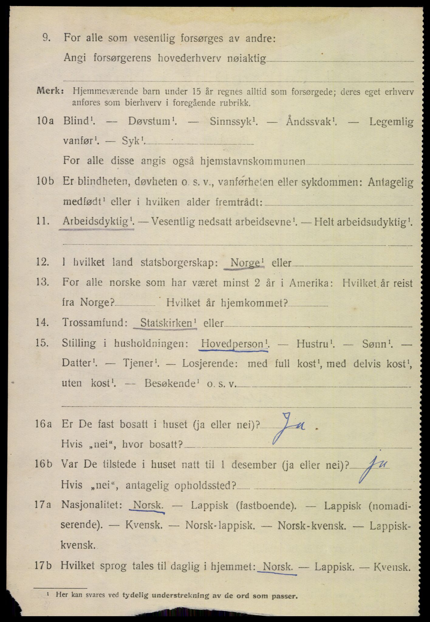 SAT, 1920 census for Hamarøy, 1920, p. 2319