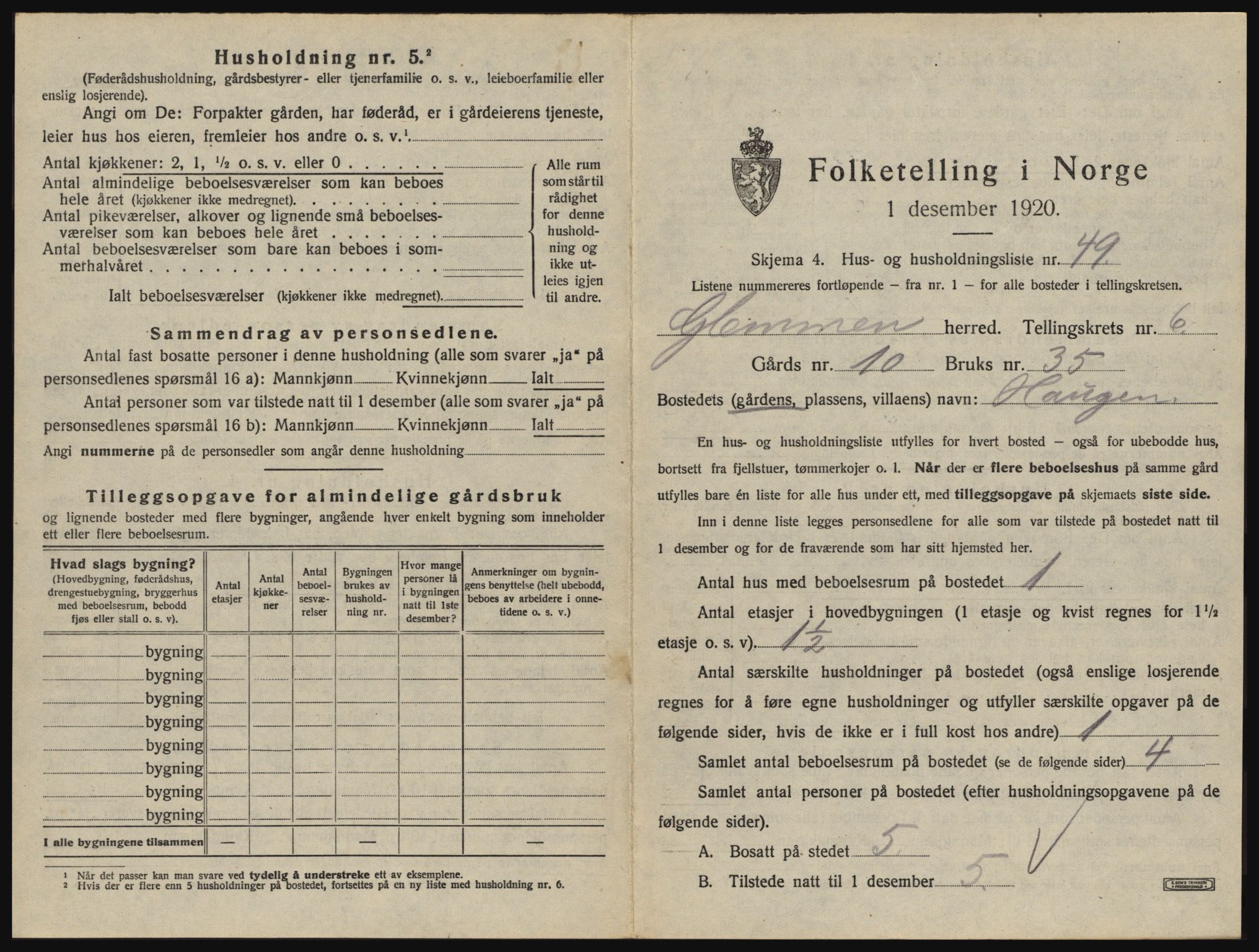 SAO, 1920 census for Glemmen, 1920, p. 2597