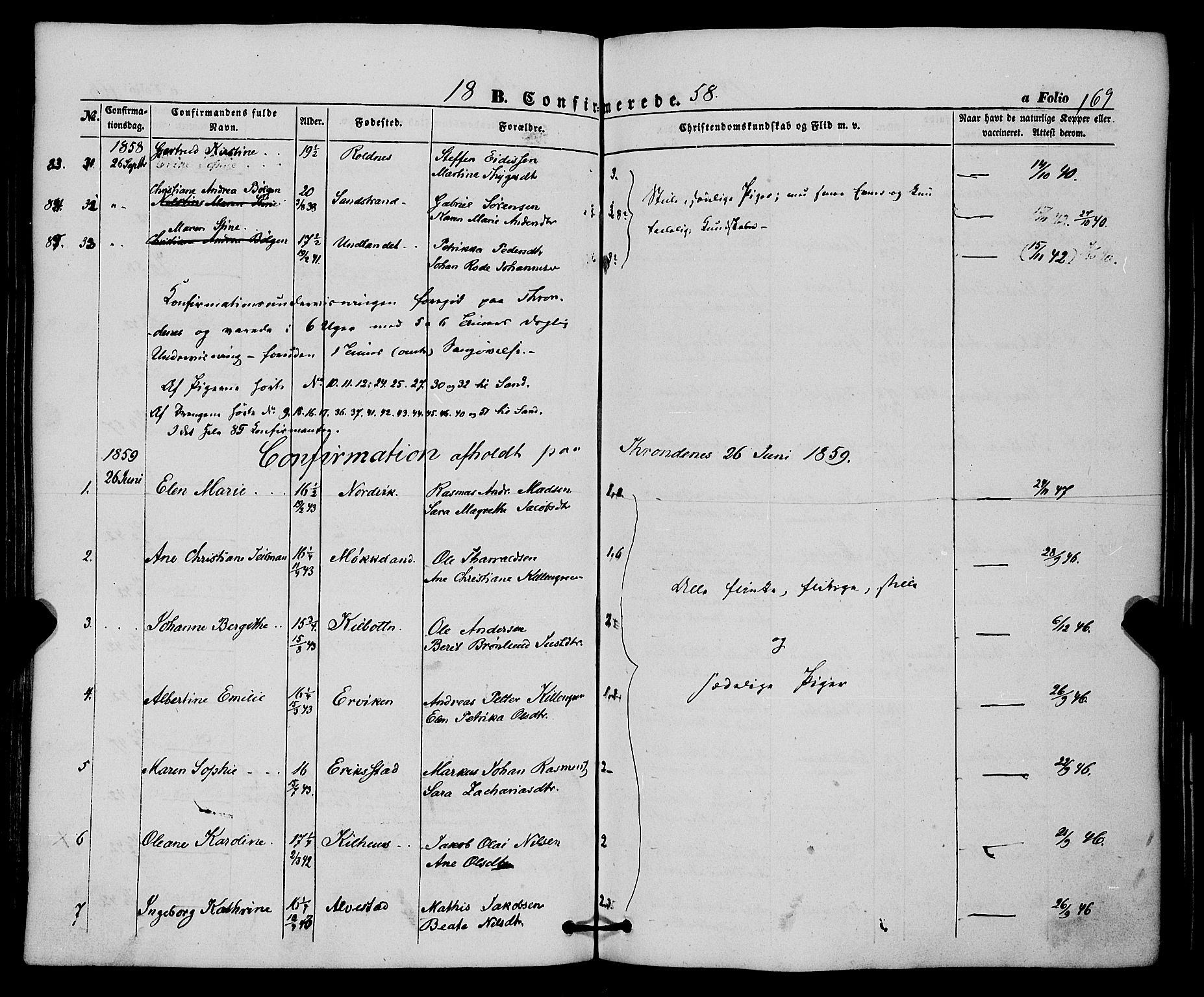 Trondenes sokneprestkontor, SATØ/S-1319/H/Ha/L0011kirke: Parish register (official) no. 11, 1853-1862, p. 169
