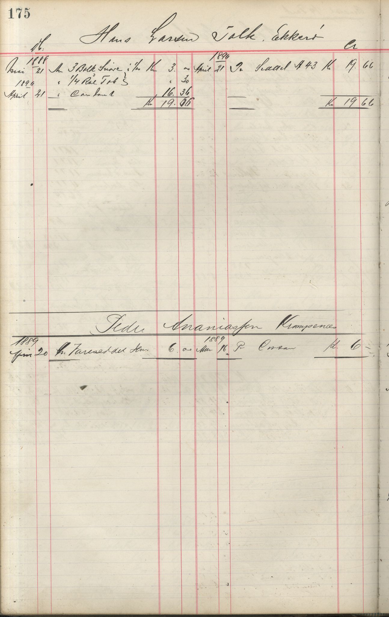Brodtkorb handel A/S, VAMU/A-0001/F/Fa/L0001/0002: Kompanibøker. Innensogns / Compagnibog for Indensogns Fiskere No 11, 1887-1889, p. 175