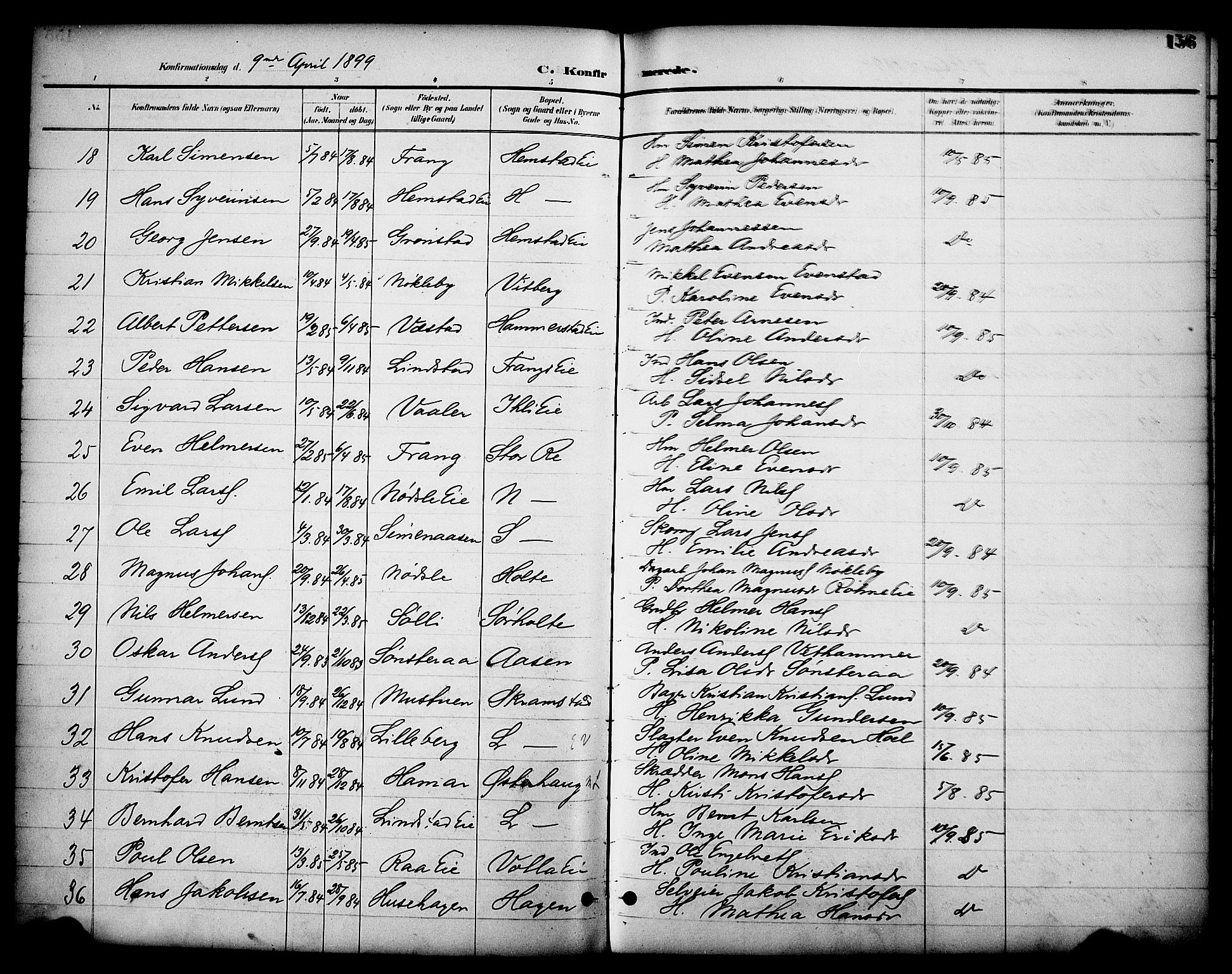 Stange prestekontor, SAH/PREST-002/K/L0020: Parish register (official) no. 20, 1894-1905, p. 156