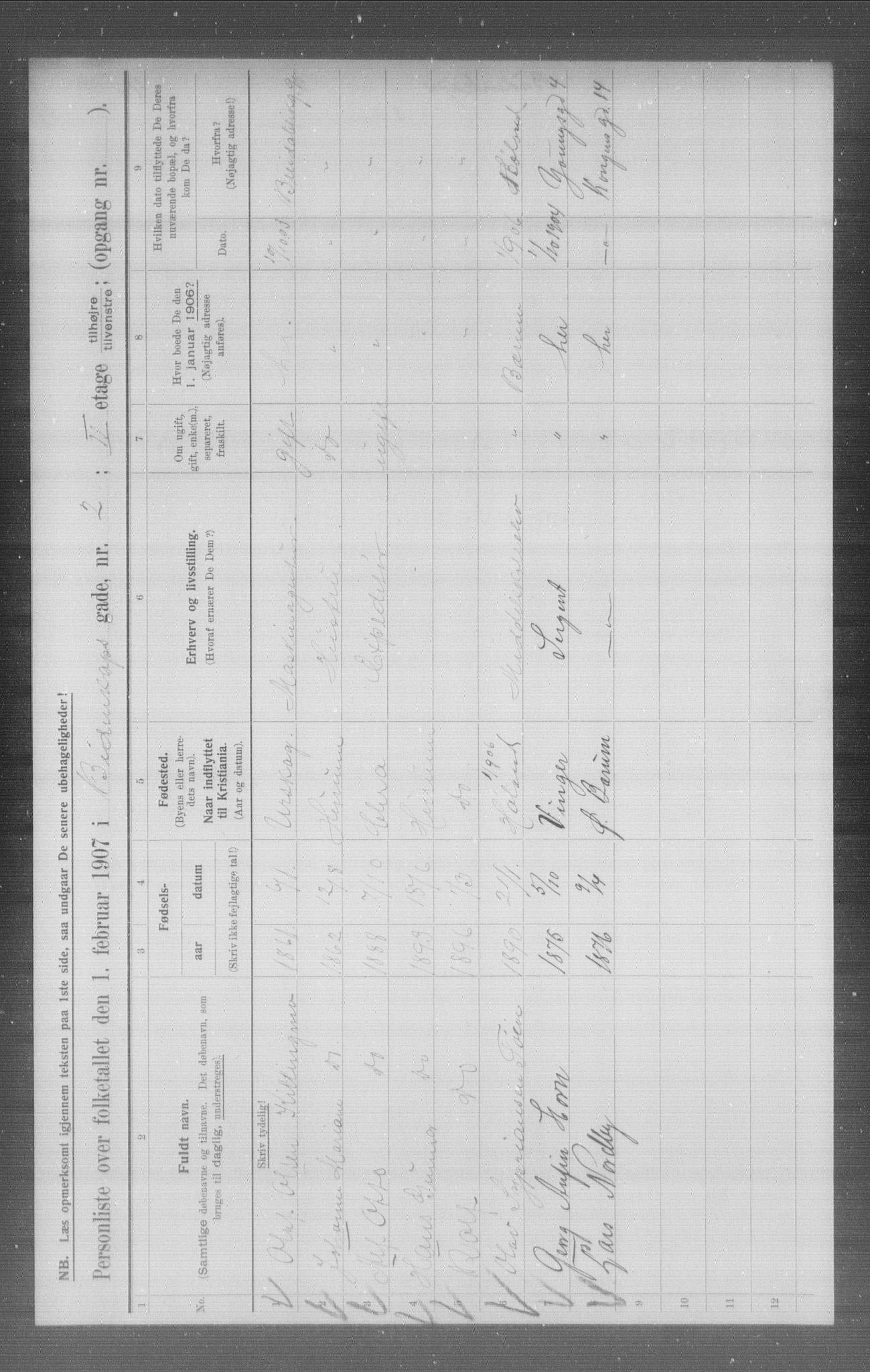 OBA, Municipal Census 1907 for Kristiania, 1907, p. 2574