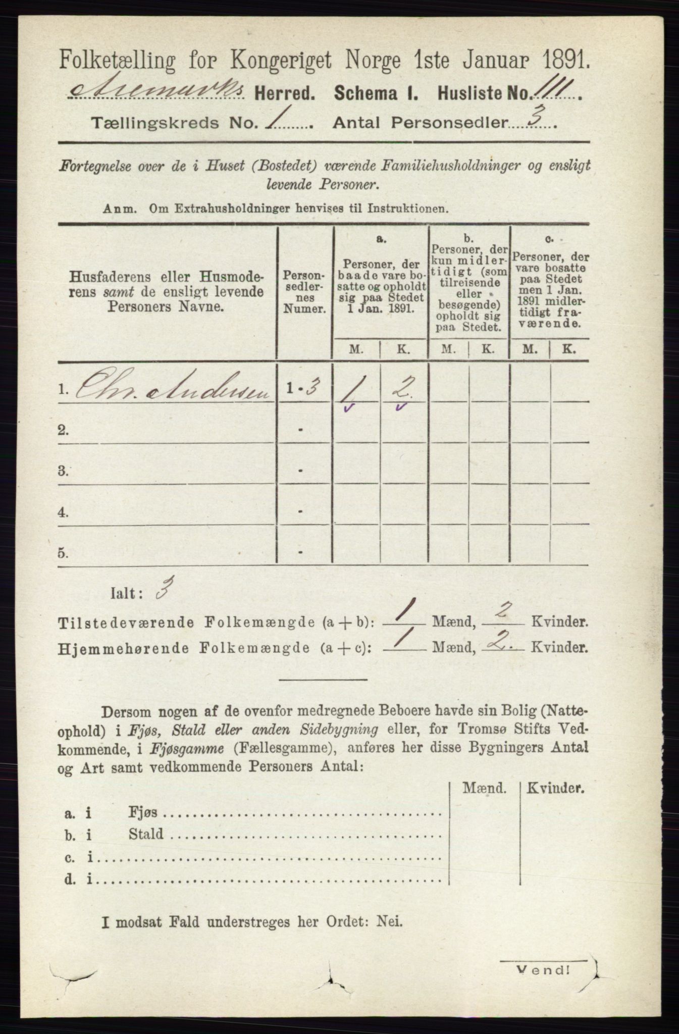 RA, 1891 census for 0118 Aremark, 1891, p. 137