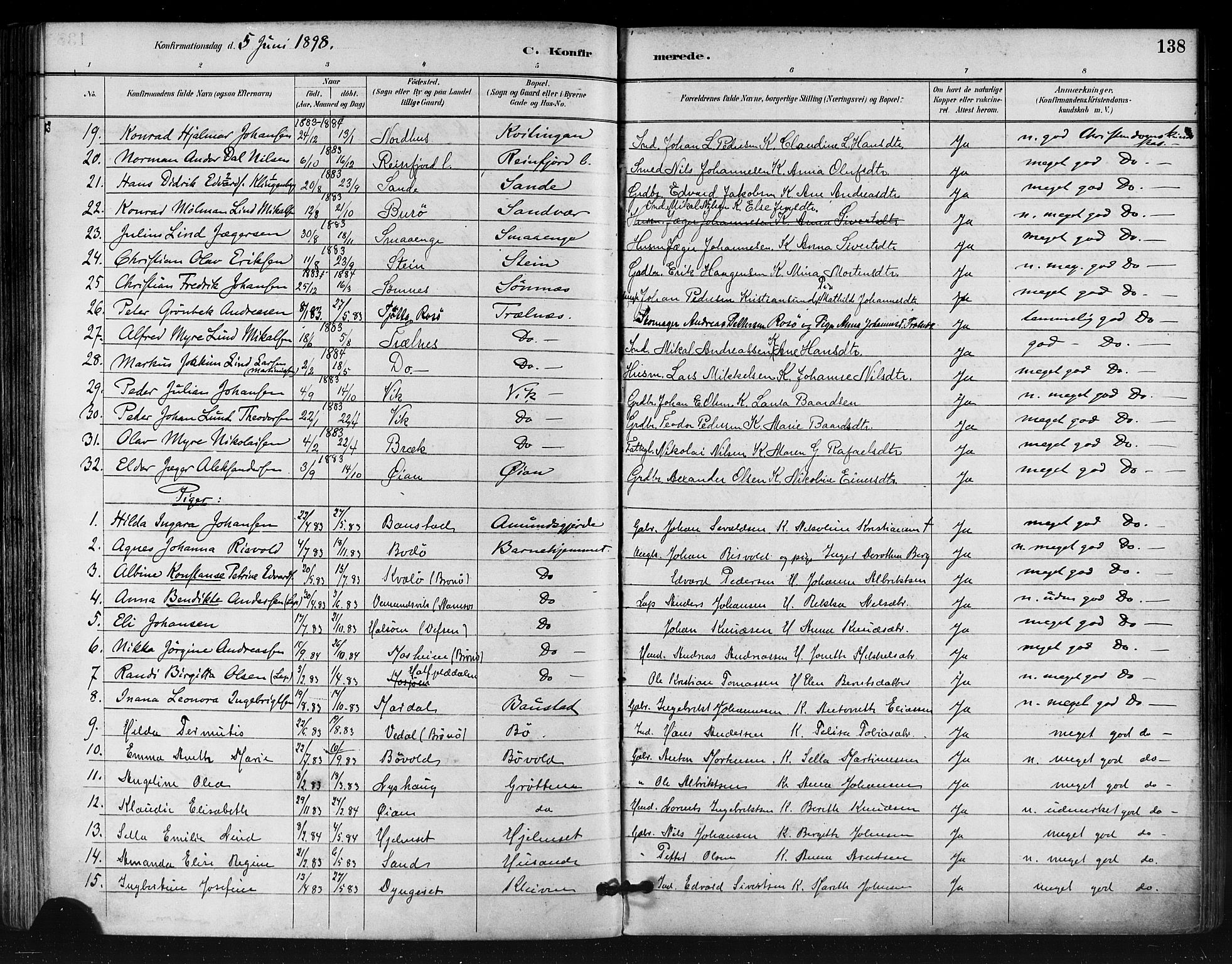 Ministerialprotokoller, klokkerbøker og fødselsregistre - Nordland, AV/SAT-A-1459/812/L0178: Parish register (official) no. 812A07, 1886-1900, p. 138