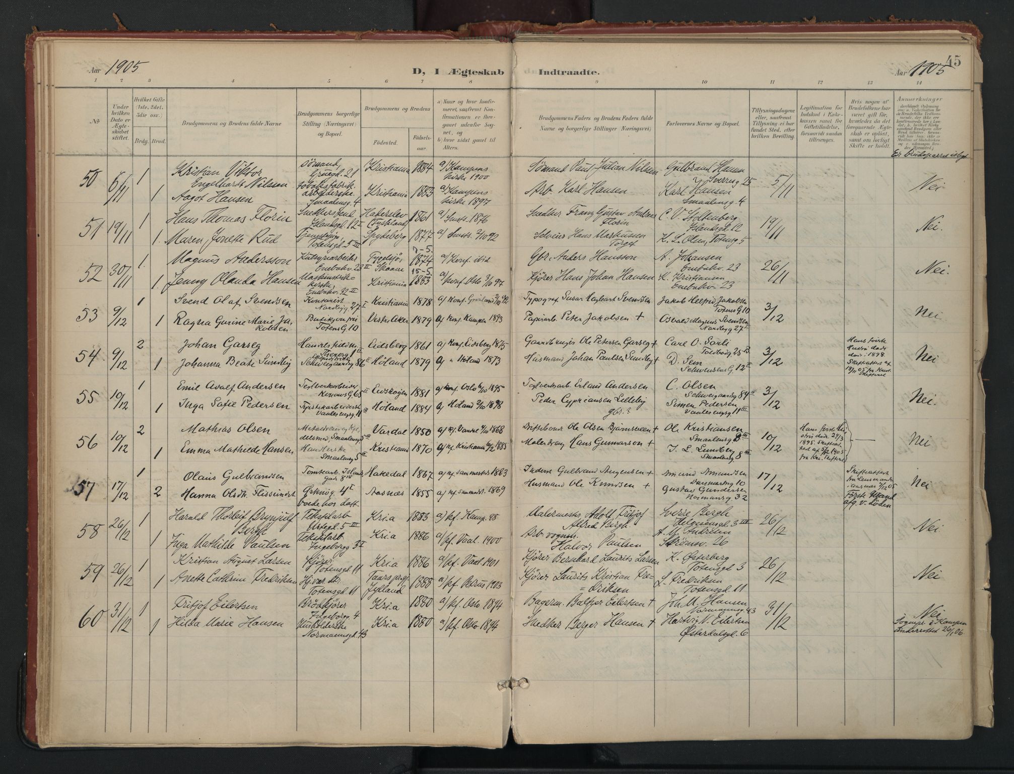 Vålerengen prestekontor Kirkebøker, SAO/A-10878/F/Fa/L0002: Parish register (official) no. 2, 1899-1924, p. 45