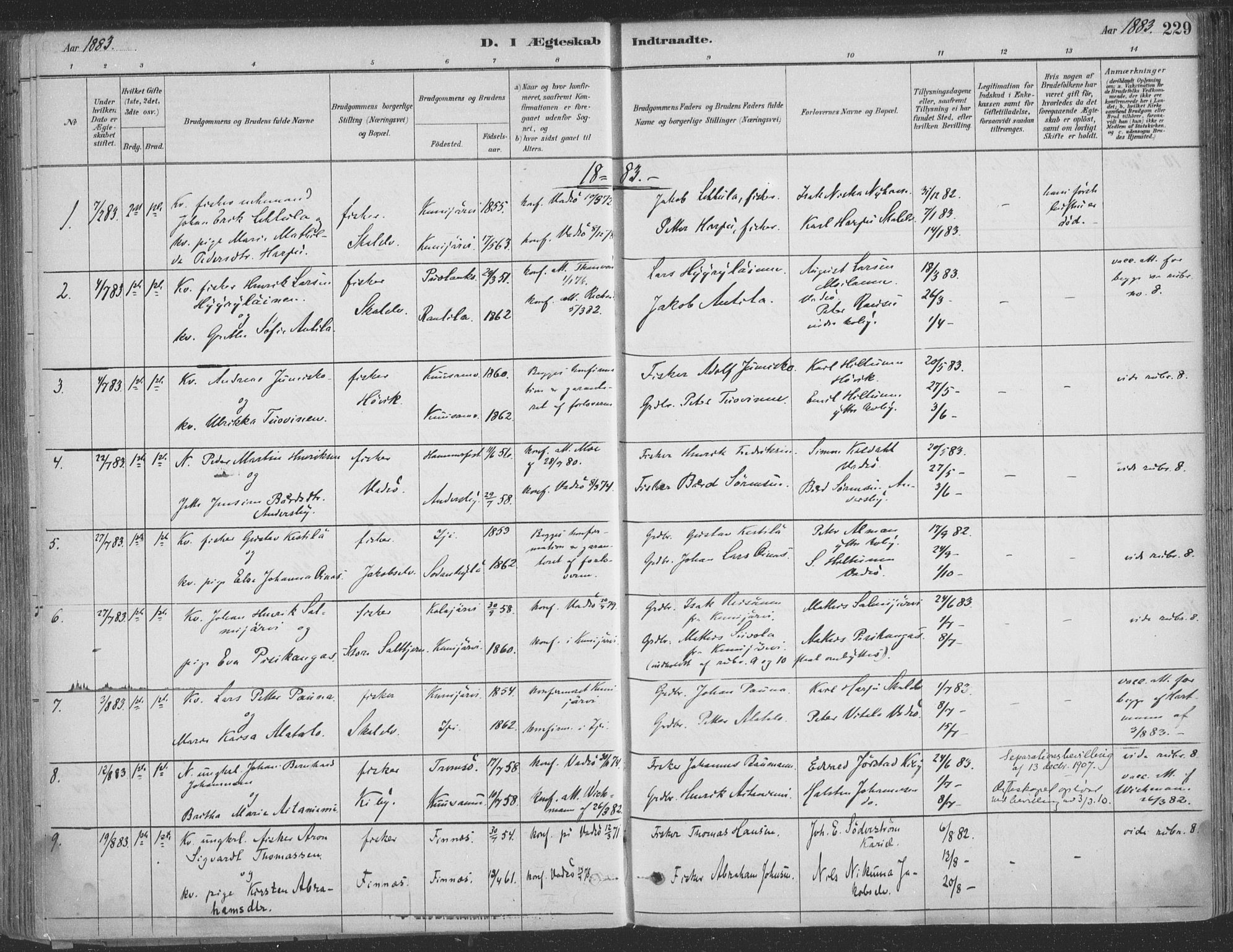 Vadsø sokneprestkontor, SATØ/S-1325/H/Ha/L0009kirke: Parish register (official) no. 9, 1881-1917, p. 229