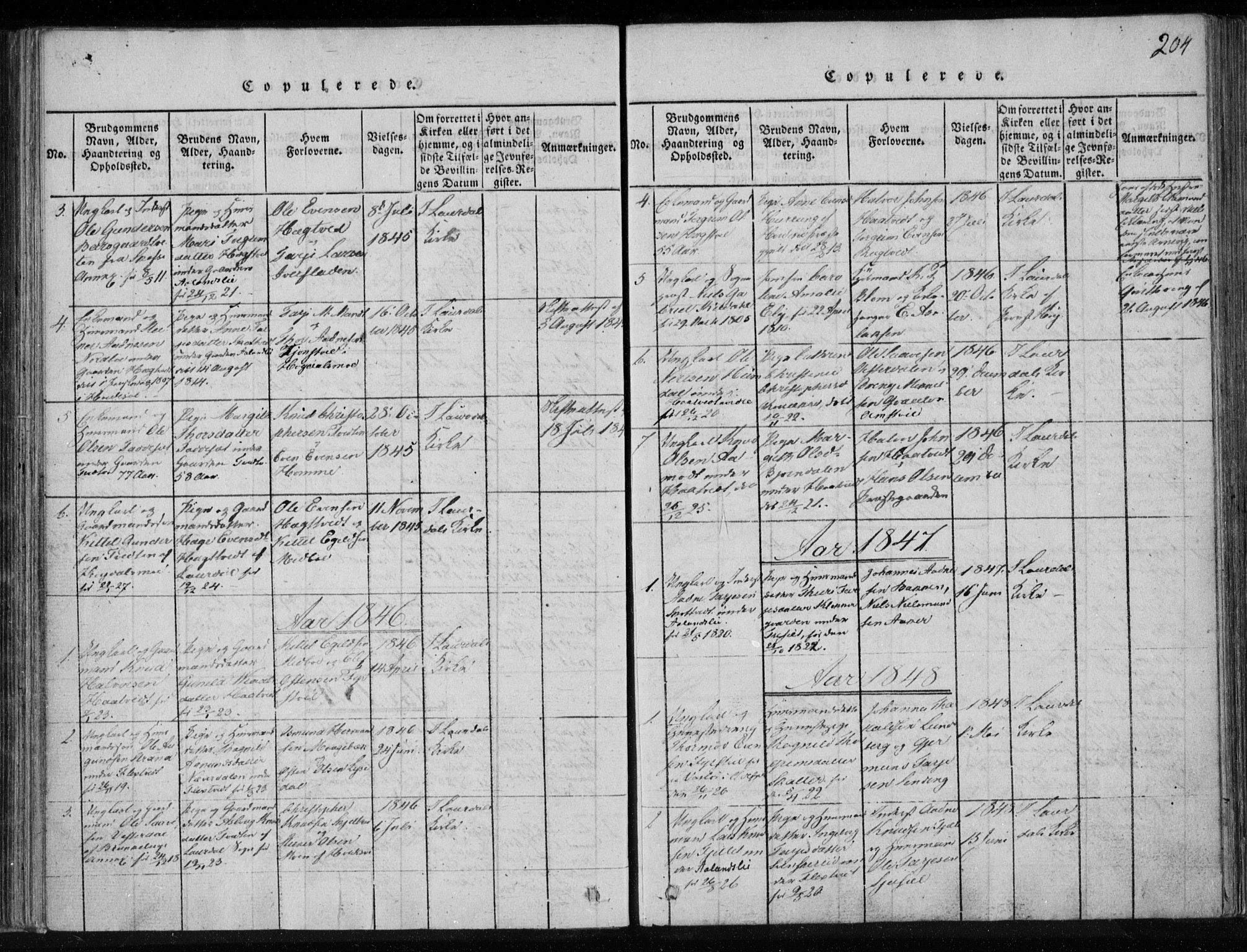 Lårdal kirkebøker, AV/SAKO-A-284/F/Fa/L0005: Parish register (official) no. I 5, 1815-1860, p. 204