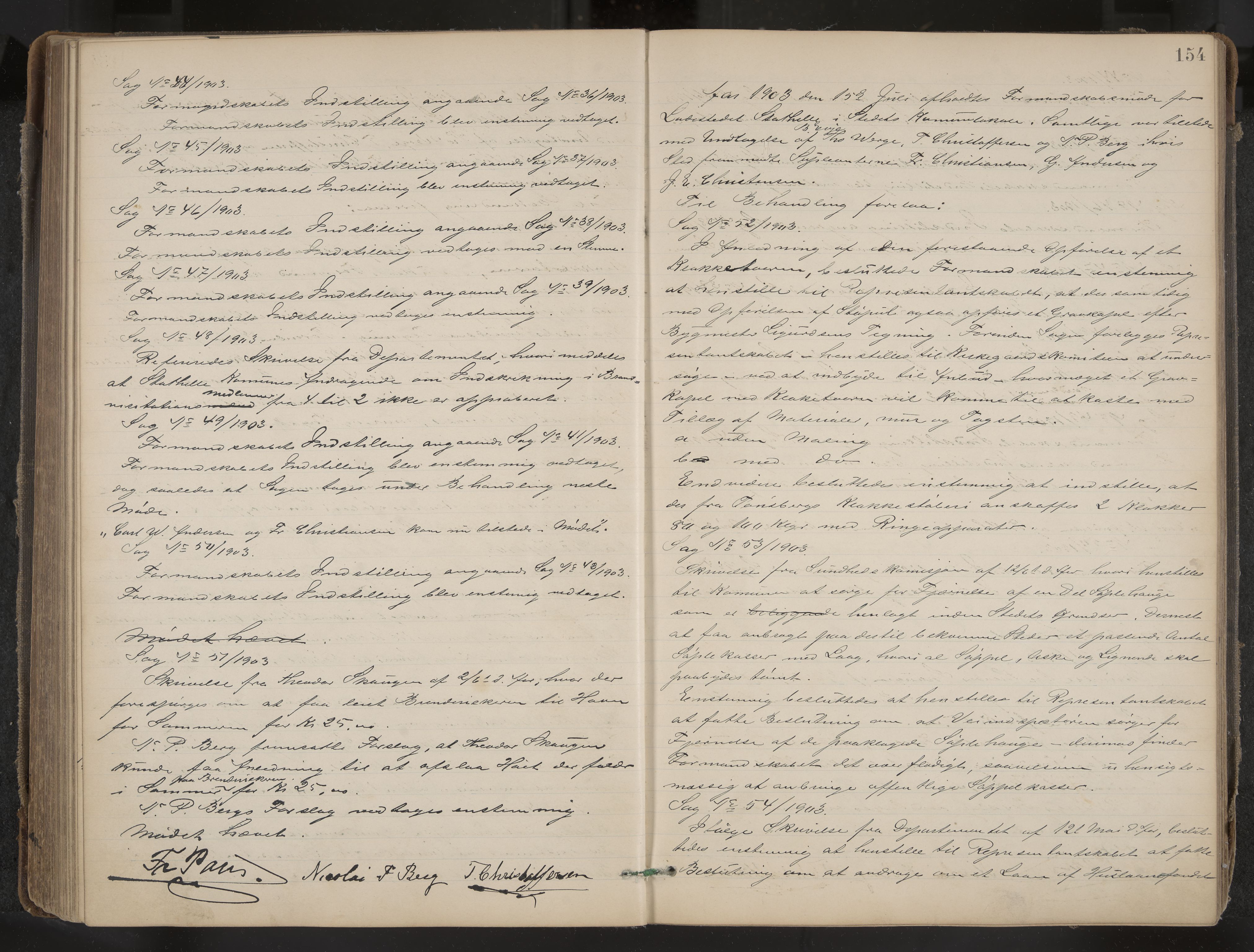 Stathelle formannskap og sentraladministrasjon, IKAK/0803021/A/L0002: Møtebok, 1892-1909, p. 154
